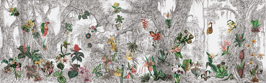 Whispering Tropics Ivory Panoramic Bespoke Mural