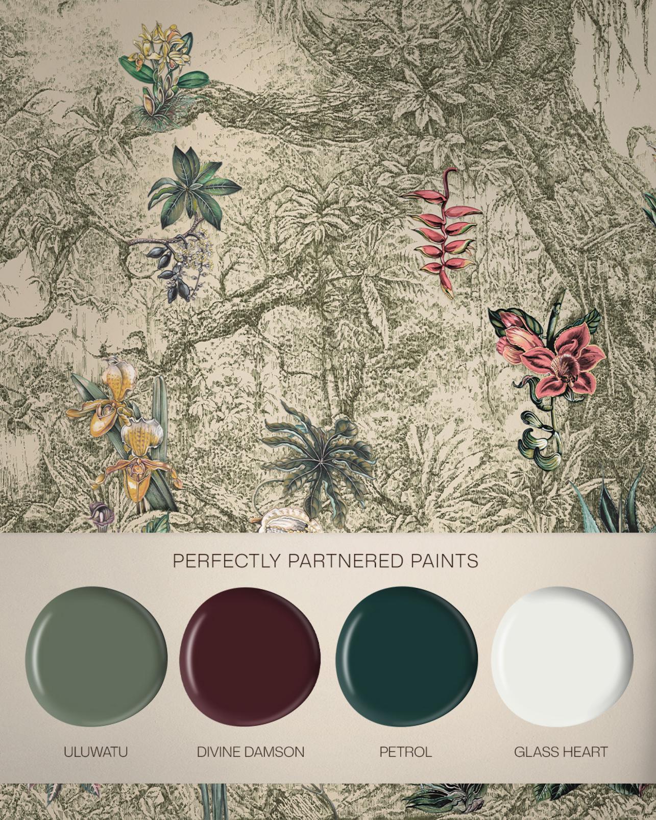 Whispering Tropics Willow Panoramic Bespoke Mural - 145828_FLATLAY_MURAL_WHISPERING_TROPICS_WILLOW_ULUWATU_DIVINE_DAMSON_PETROL_GLASSHEART.jpg