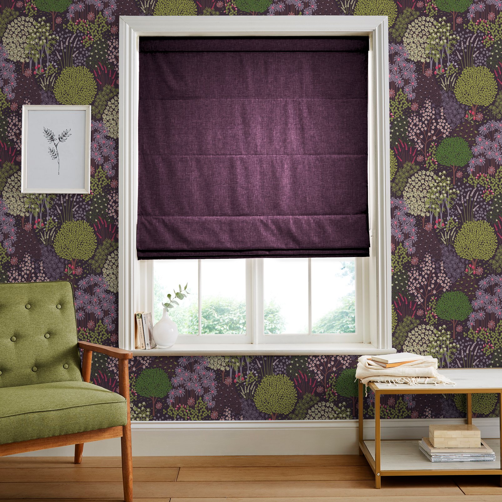 Ethereal Amethyst Roman Blind in a Roomset