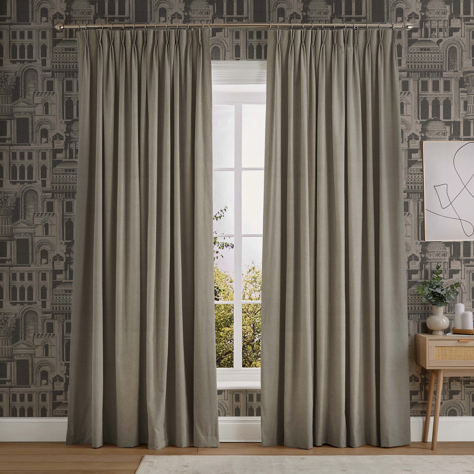 Linum Sand Curtains in a Roomset