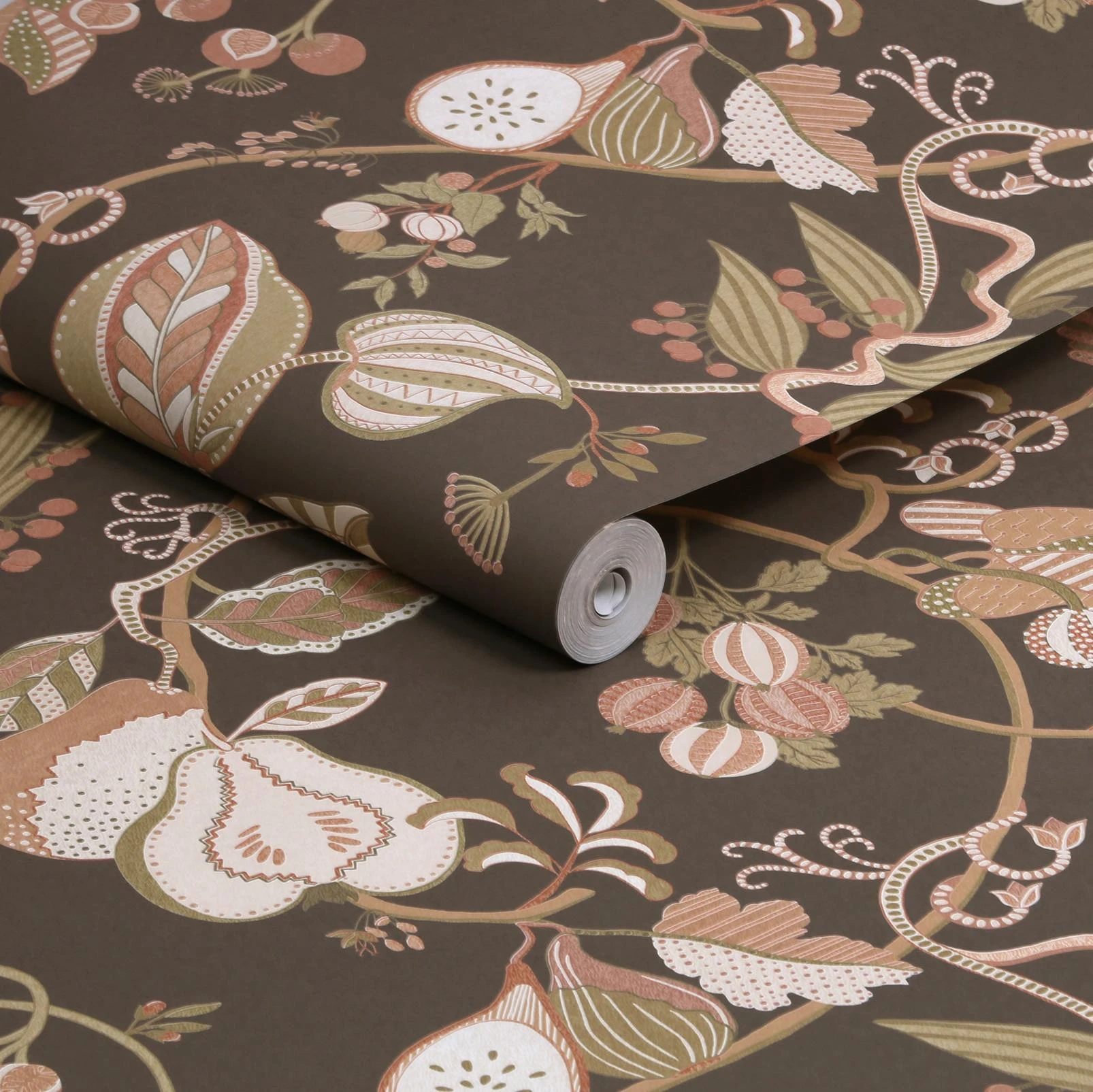 Orchard Tapestry Chocolate Wallpaper - 146424_ROLLSHOT_ORCHARD_TAPESTRY_CHOCOLATE.jpg