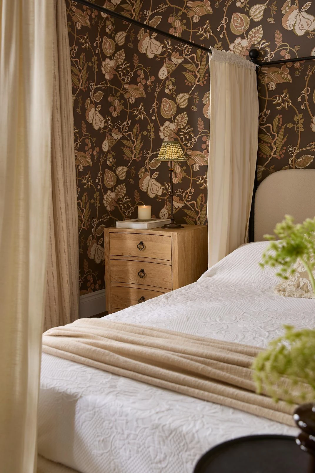Orchard Tapestry Chocolate Wallpaper - 146424_CAMEO_OrchardTapestryChocolate_SoftLimestone_cur_MeadowStitchFlax_cur_LinumEcru_1.jpg