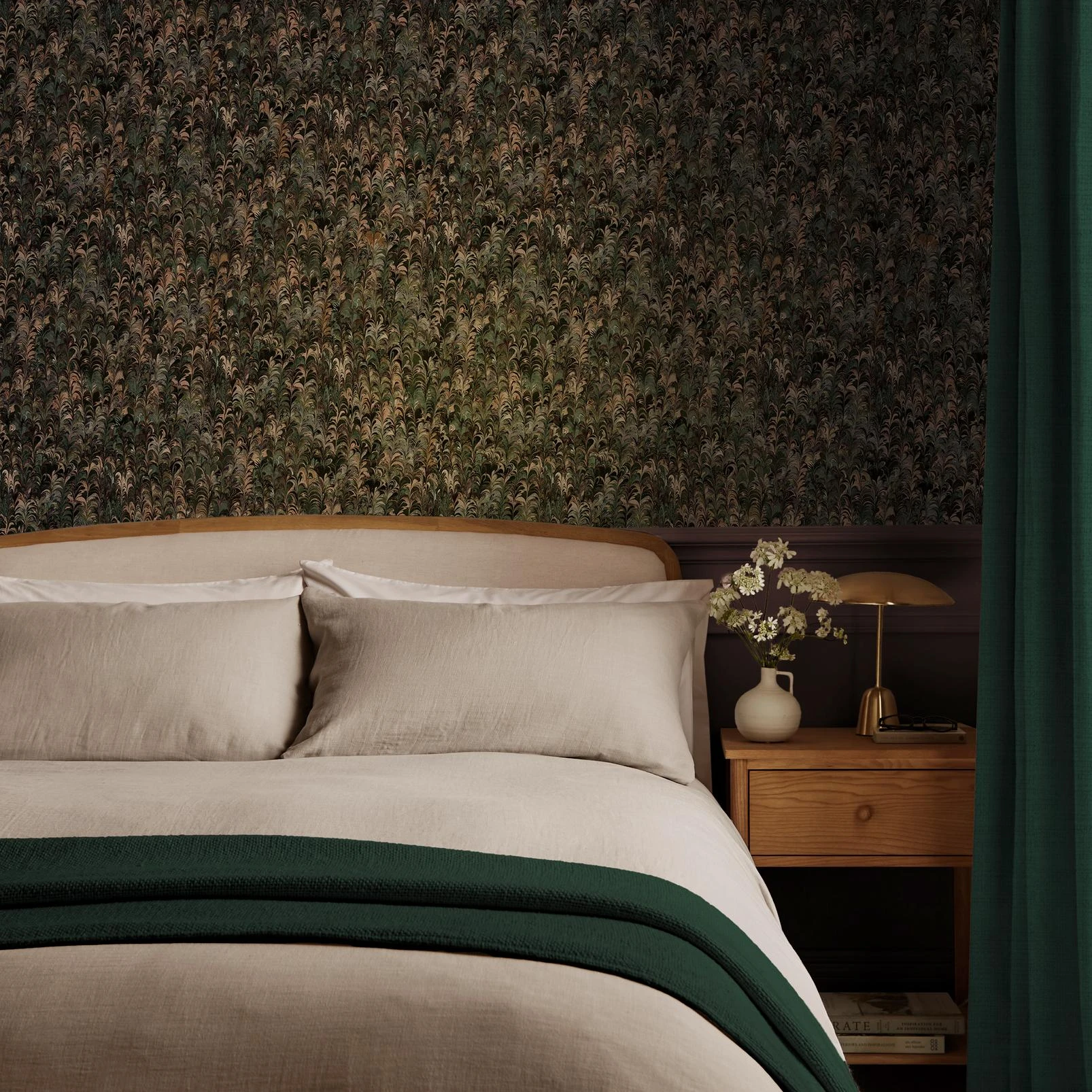 Marbré Moss Wallpaper - 146412_ROOMSET_MarbreMoss_ChilliCocoa_116228cur_WallaceForestGreen.jpg