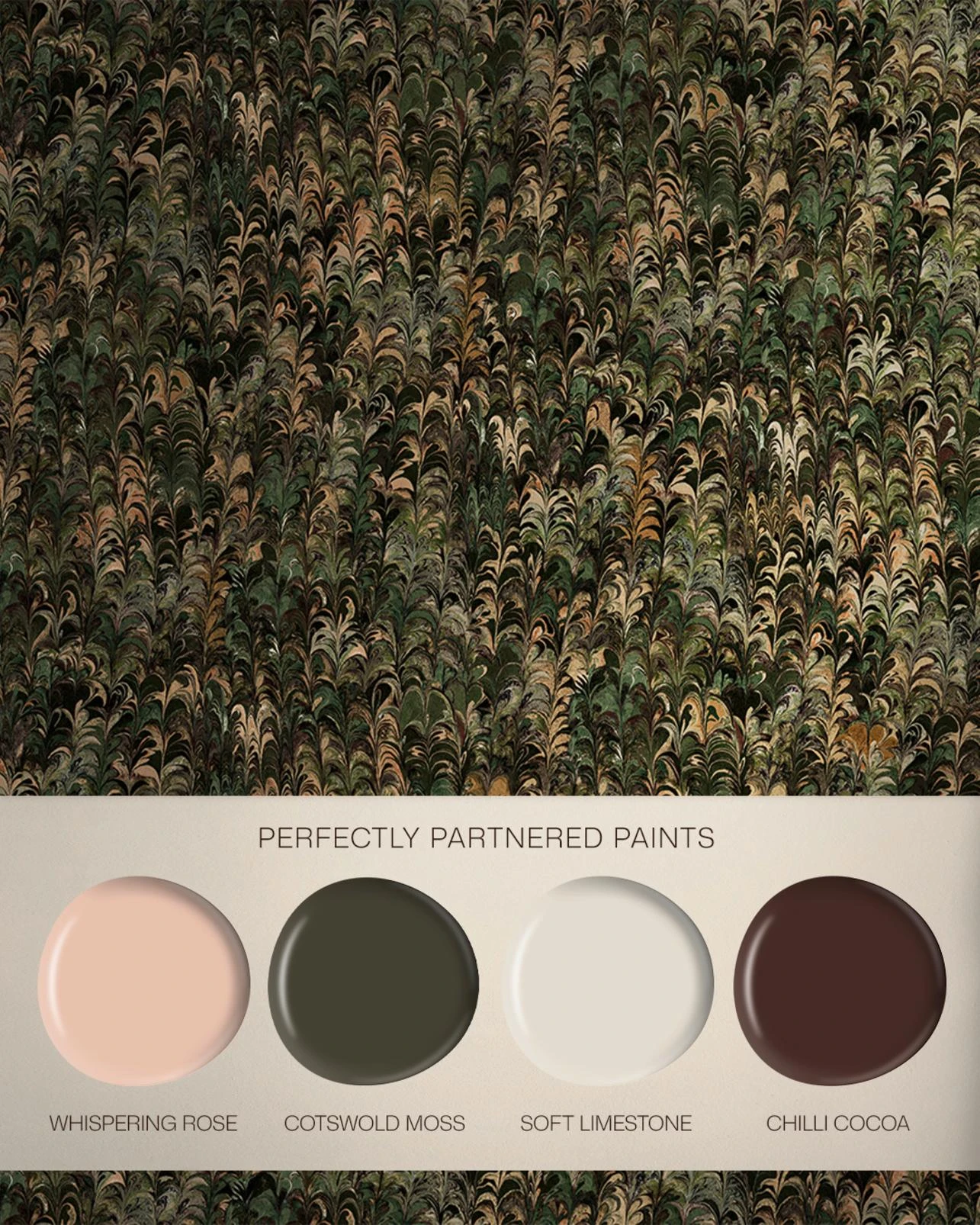 Marbré Moss Wallpaper - 146412_FLATLAY_MARBRE_MOSS_WHISPERINGROSE_COTSWOLDMOSS_LIMESTONE_CHILLICOCOA.jpg