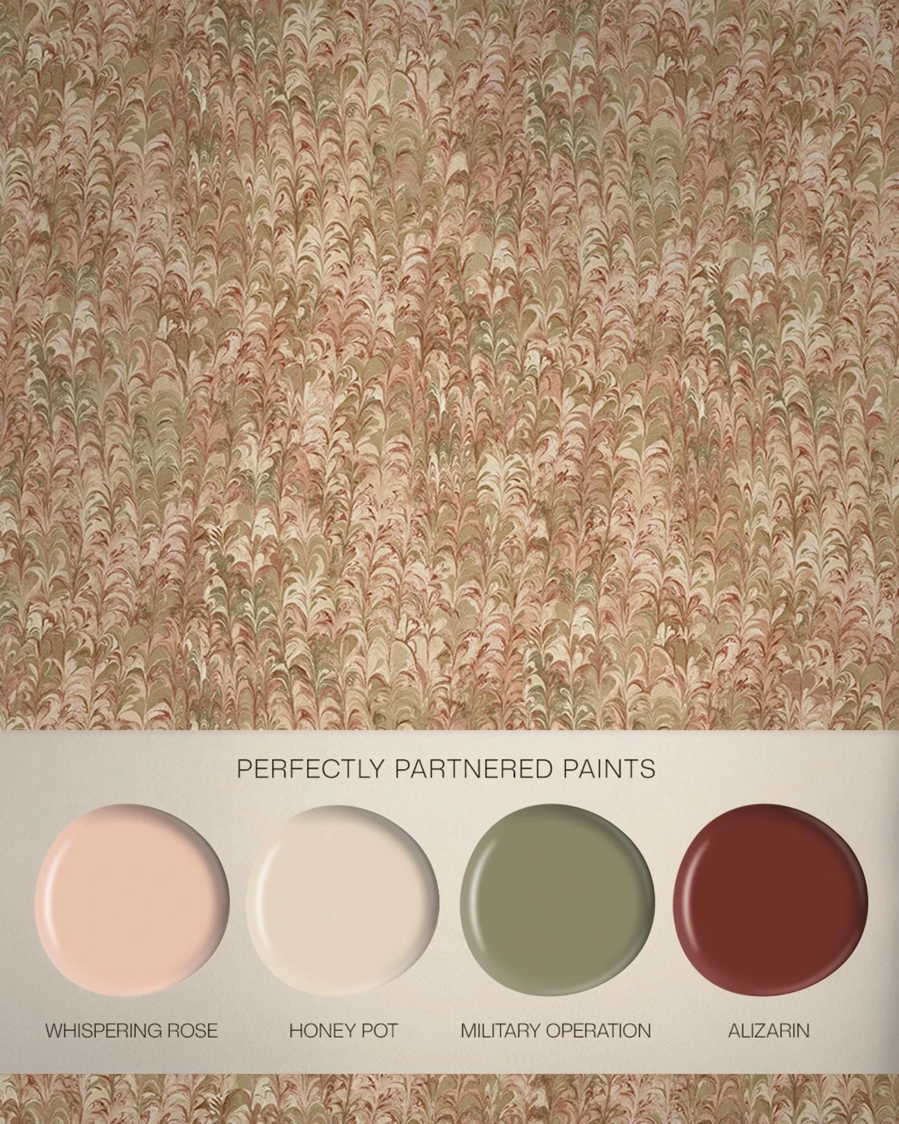 Marbré Soft Pink Wallpaper - 146409_FLATLAY_MARBRE_SOFTBLUSH_WHISPERINGROSE_HONEYPOT_MILITARYOPERATION_ALIZARIN.jpg