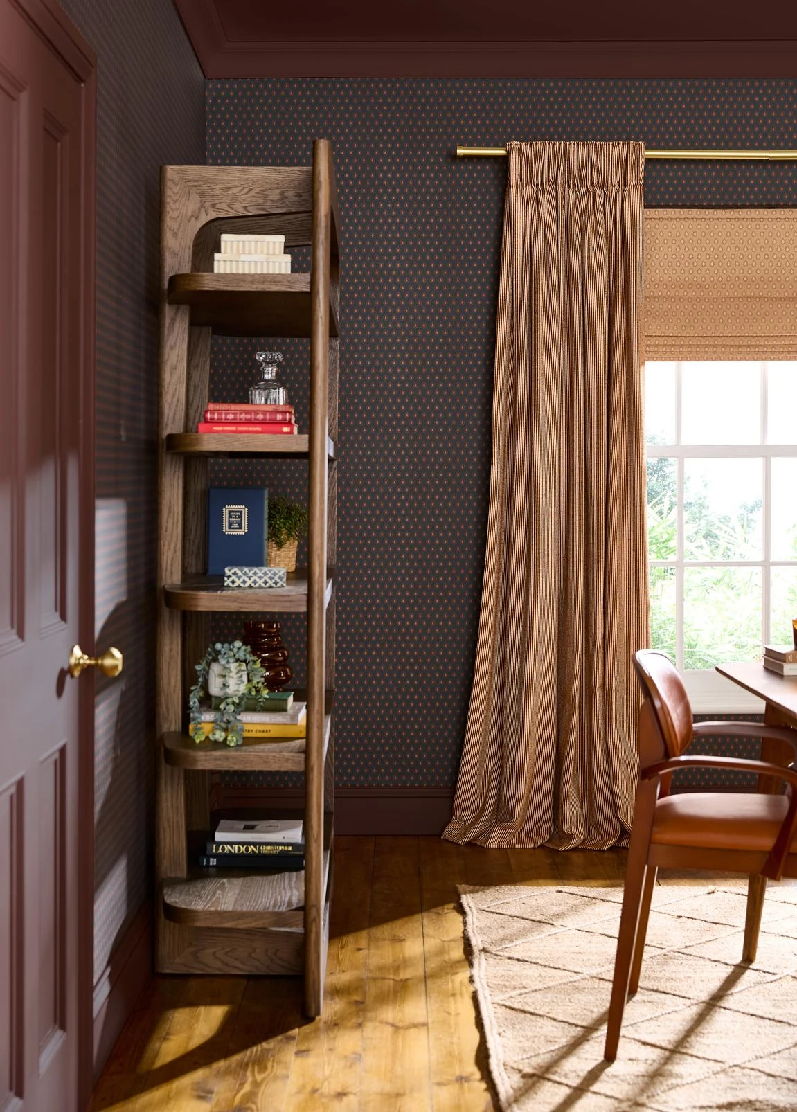 Dobby Petrol Wallpaper - 146384_CAMEO_DobbyPetrol_ChilliCocoa_RidgeLoomSienna_DobbyPouffee_rom_DobbyOchre_3.jpg
