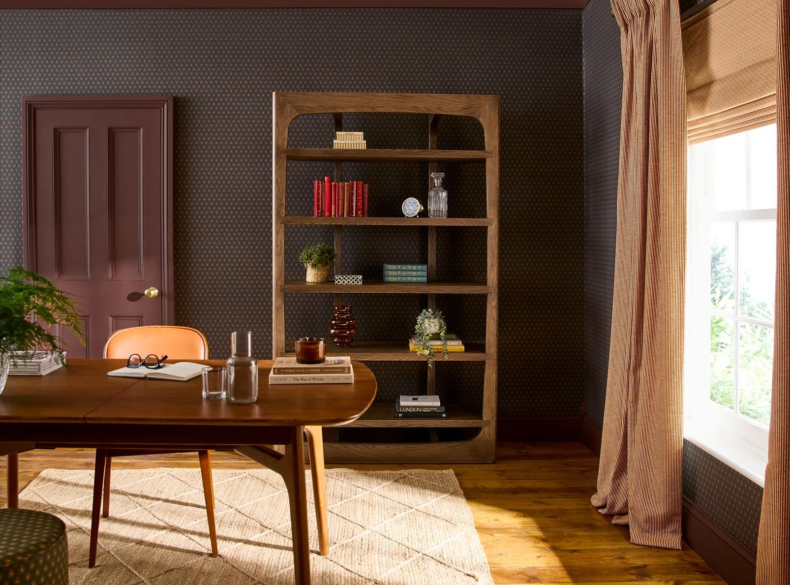 Dobby Petrol Wallpaper - 146384_CAMEO_DobbyPetrol_ChilliCocoa_RidgeLoomSienna_DobbyPouffee_rom_DobbyOchre_5.jpg