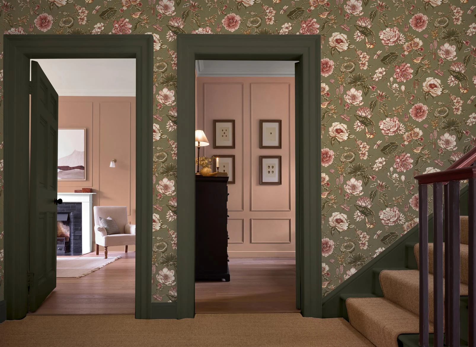 Roselle Grove Moss Wallpaper (Set of 2) - 146398_ROOMSET_RoselleGroveMoss_CotswoldMoss_RoseEarth.jpg