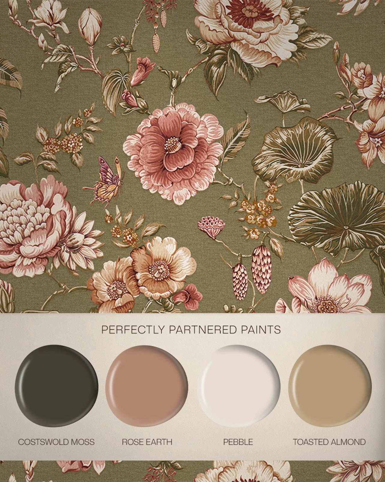 Roselle Grove Moss Wallpaper (Set of 2) - 146398_FLATLAY_ROSELLEGROVE_MOSS_COSTWOLDMOSS_ROSEEARTH_PEBBLE_TOASTEDALMOND.jpg