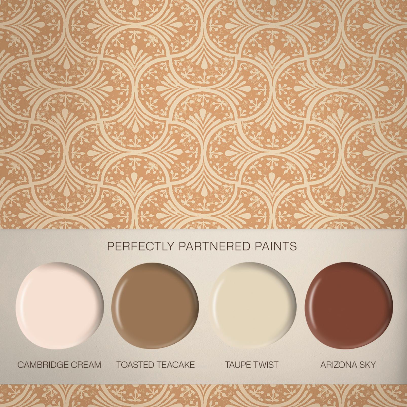 Hopwood Terracotta Wallpaper - 147873_FLATLAY_HOPWOOD_TERRACOTTA_CAMBRIDGECREAM_TOASTEDTEACAKE_TAUPETWIST_ARIZONASKY.jpg