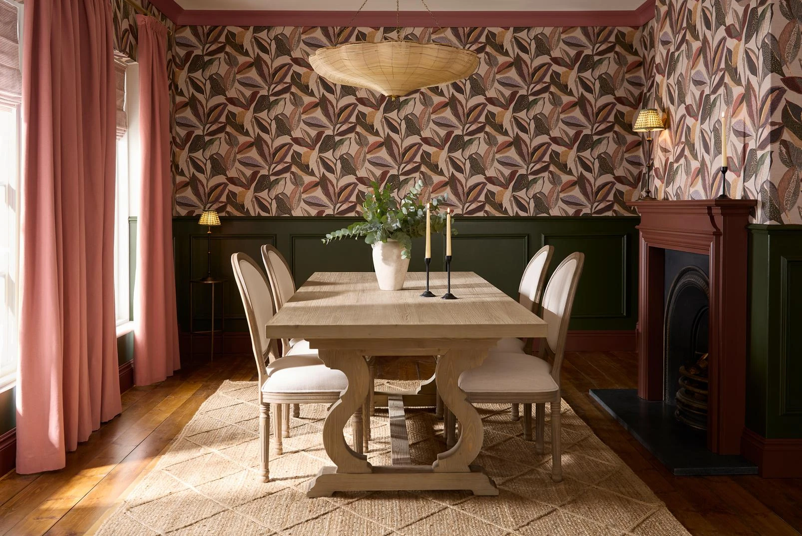Casa Folha Thistle Wallpaper - 146401_ROOMSET_CasaFolhaThistle_cur_ArdynBlush_rom_EmberWeave Mulberry_ChilliCocoa_Sue'sJumper.jpg