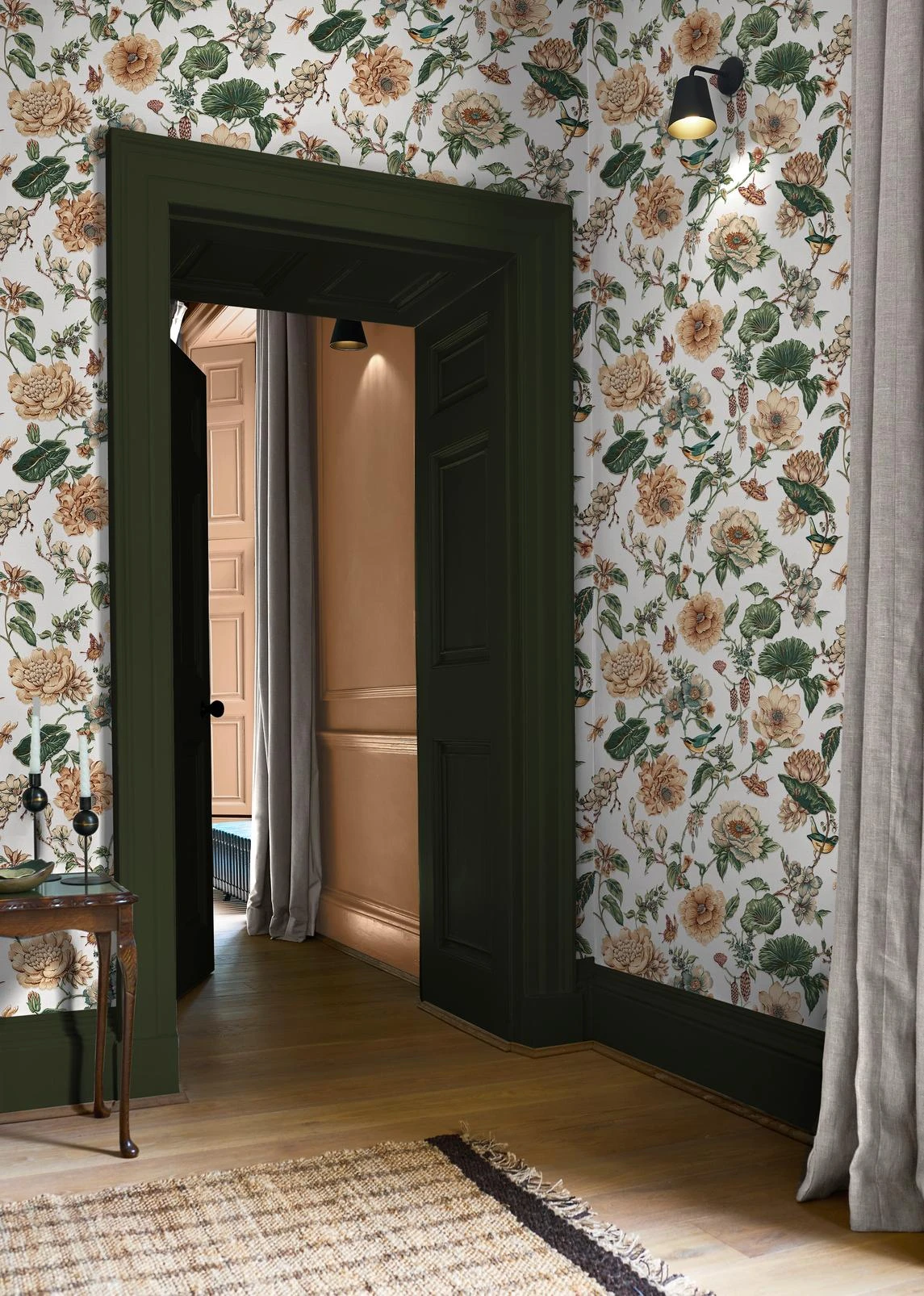 Roselle Grove Celeste Wallpaper (Set of 2) - 146396_ROOMSET_RoselleGroveCeleste_SuesJumper_ToastedAlmond_116139cur_LinumEcru.jpg