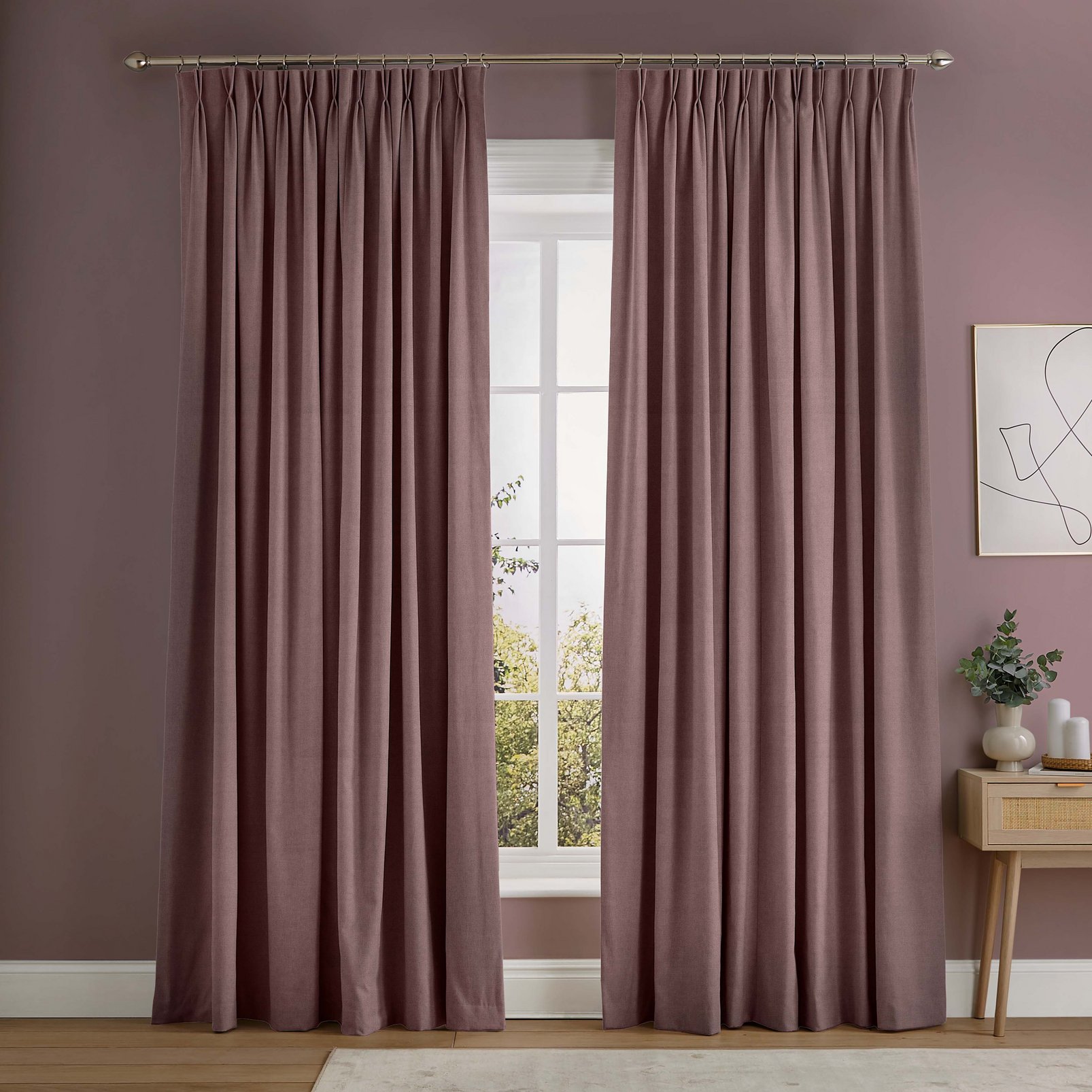 Linum Dusky Pink Curtains in a Roomset