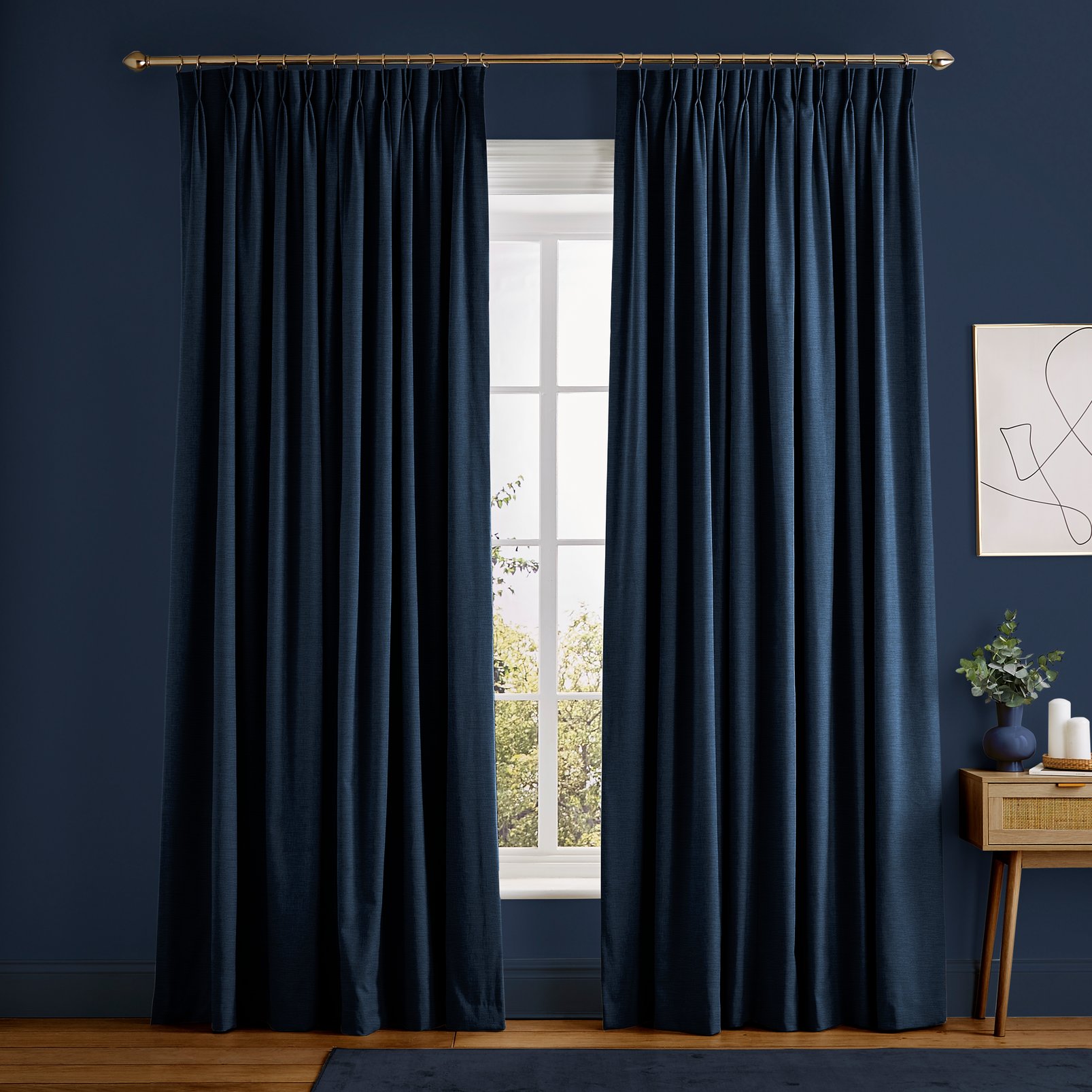 Ethereal Navy Curtains in a Roomset