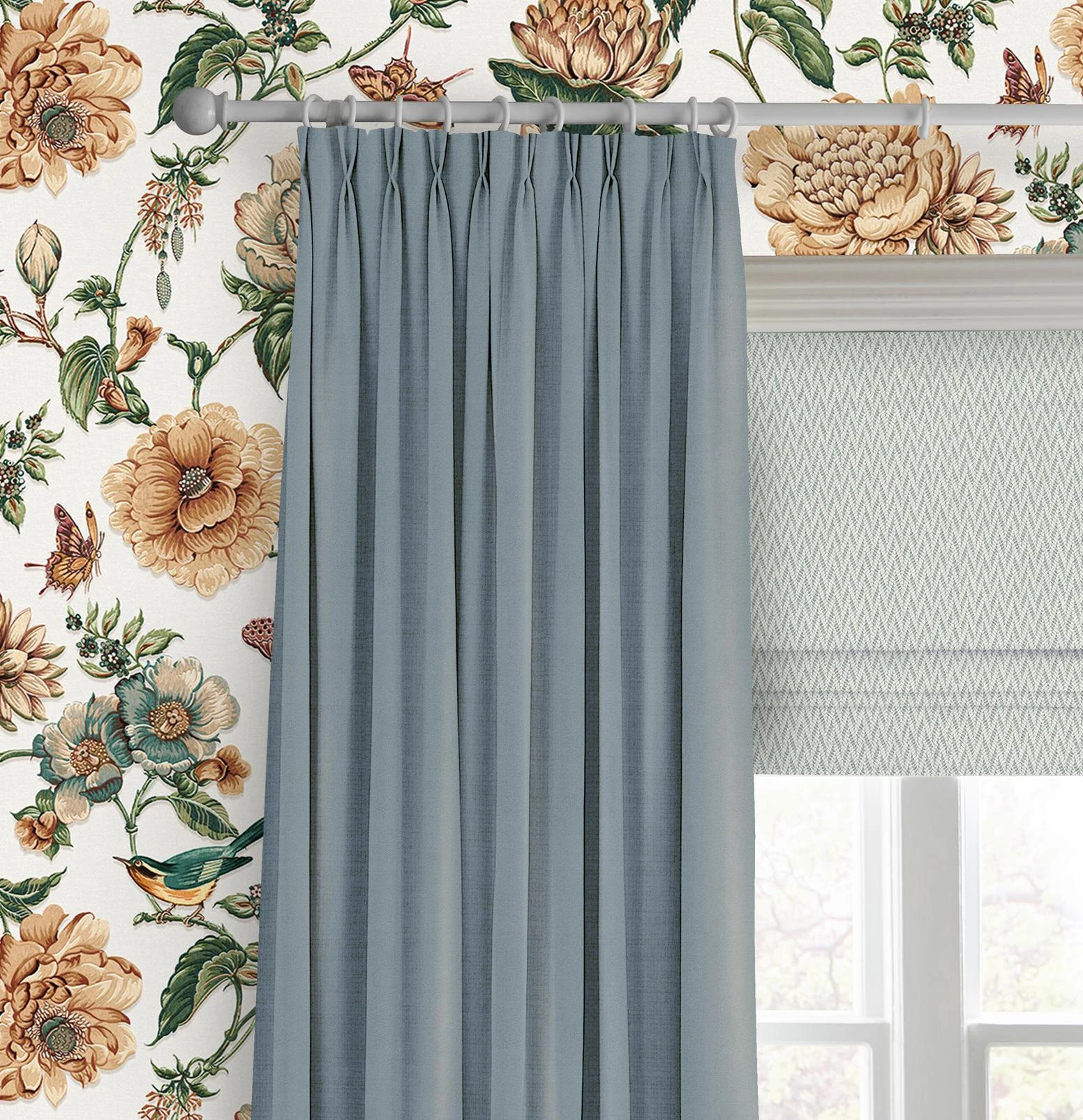 Vale Seafoam Roman Blind - 147892rom_CAMEO_Vale_Seafoam_146396_Roselle_Grove_Celeste_116172cur_Opulence_Deep_Sky.jpg