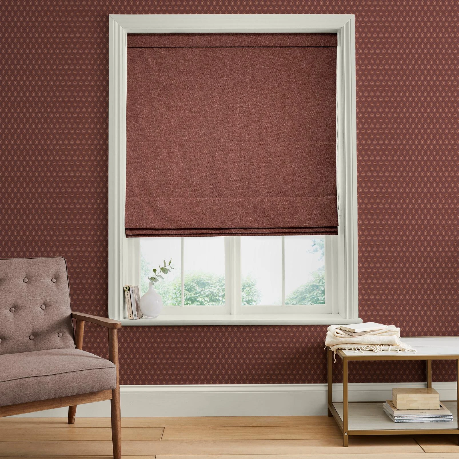Ardyn Mulberry Roman Blind - 147895rom_ROOMSET__Ardyn_Mulberry_Pebble_146385_Dobby_Divine_Damson.jpg