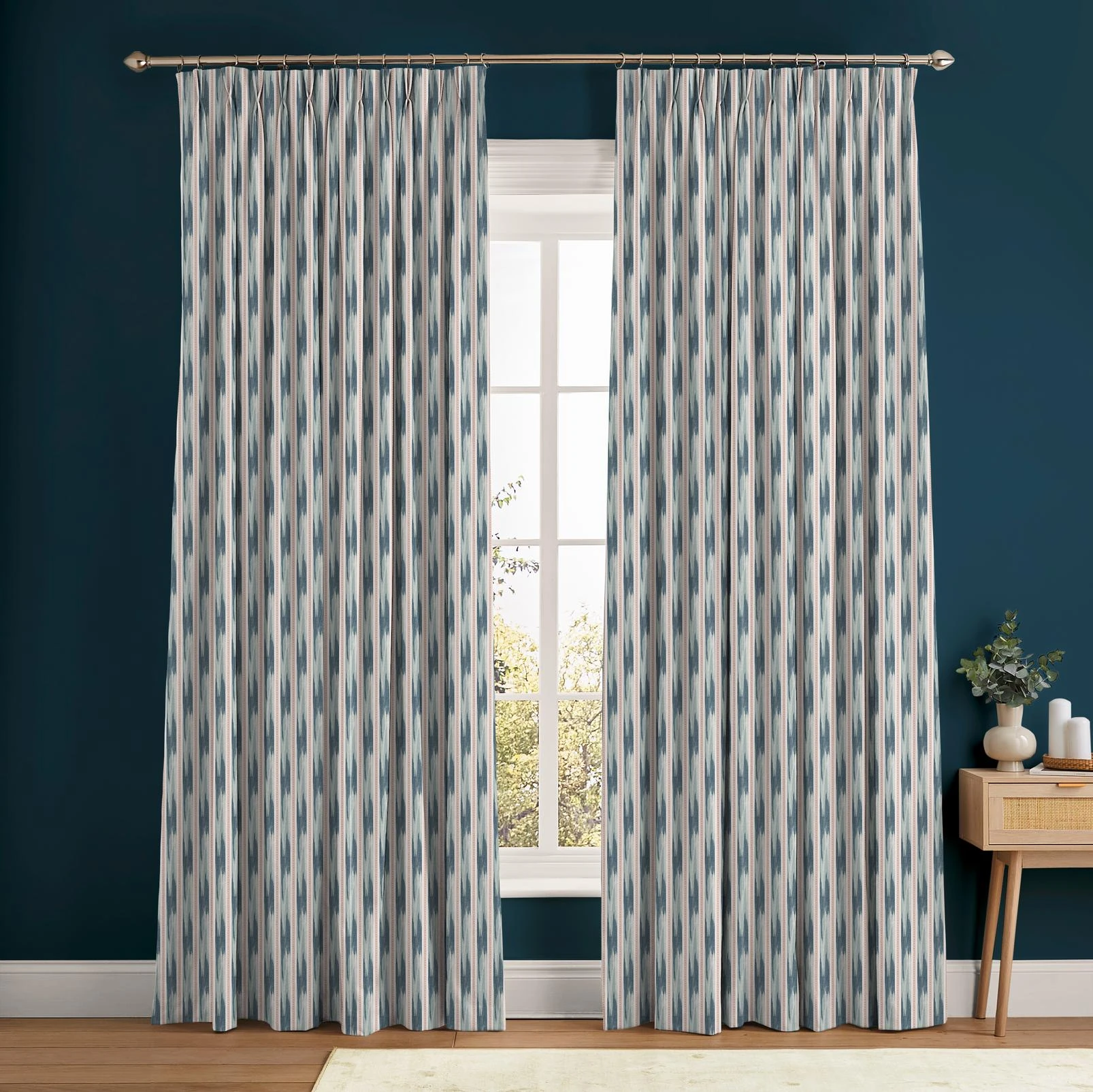 Forge Stripe Blue Curtain - 147056cur_ROOMSET_FORGE_STRIPE_BLUE_PEBBLE_AQUEOUS.jpg