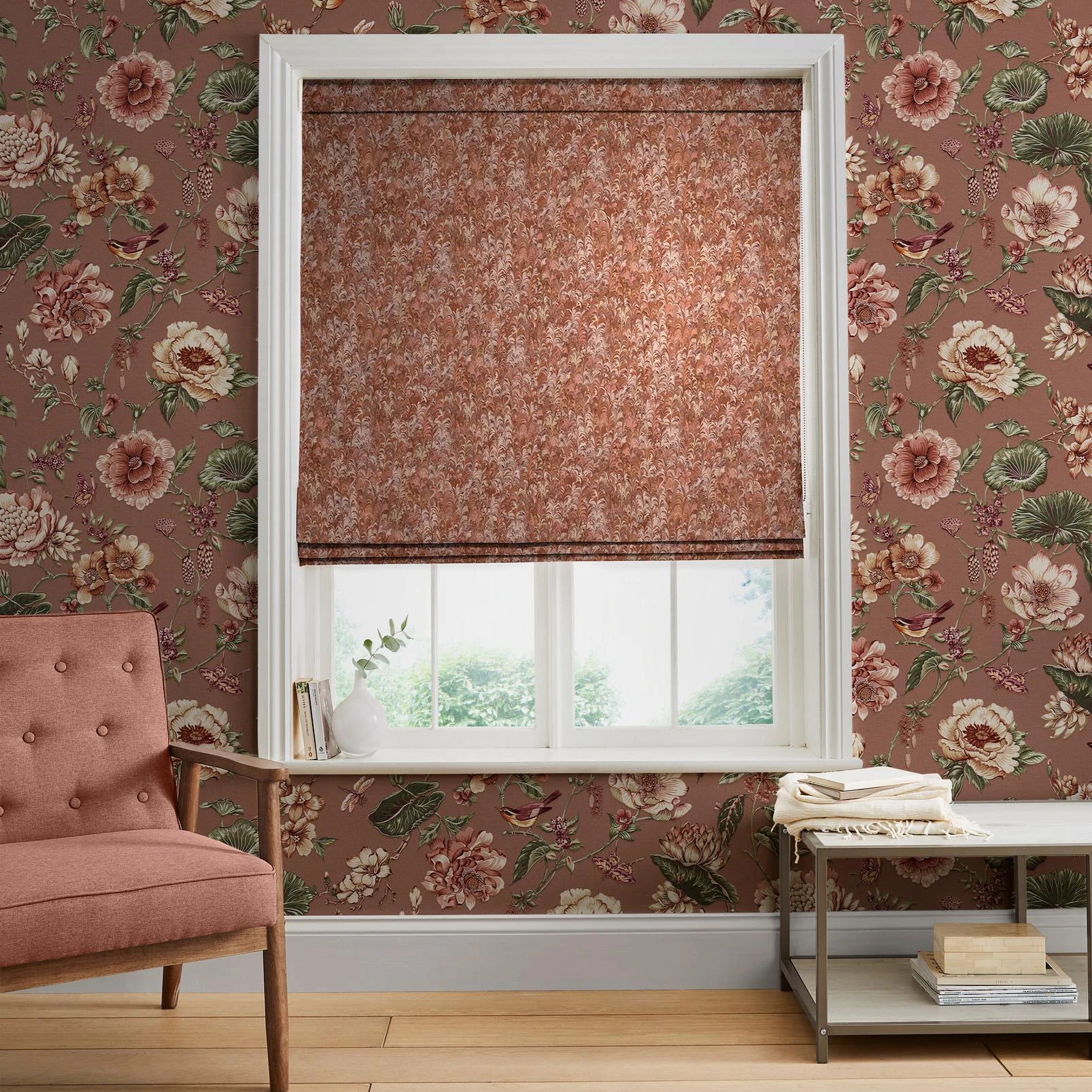 Marbre Pink Roman Blind - 147060rom_ROOMSET_MARBREPINK_146399_ROSELLEGROVEDUSKYPINK_PEBBLE.jpg
