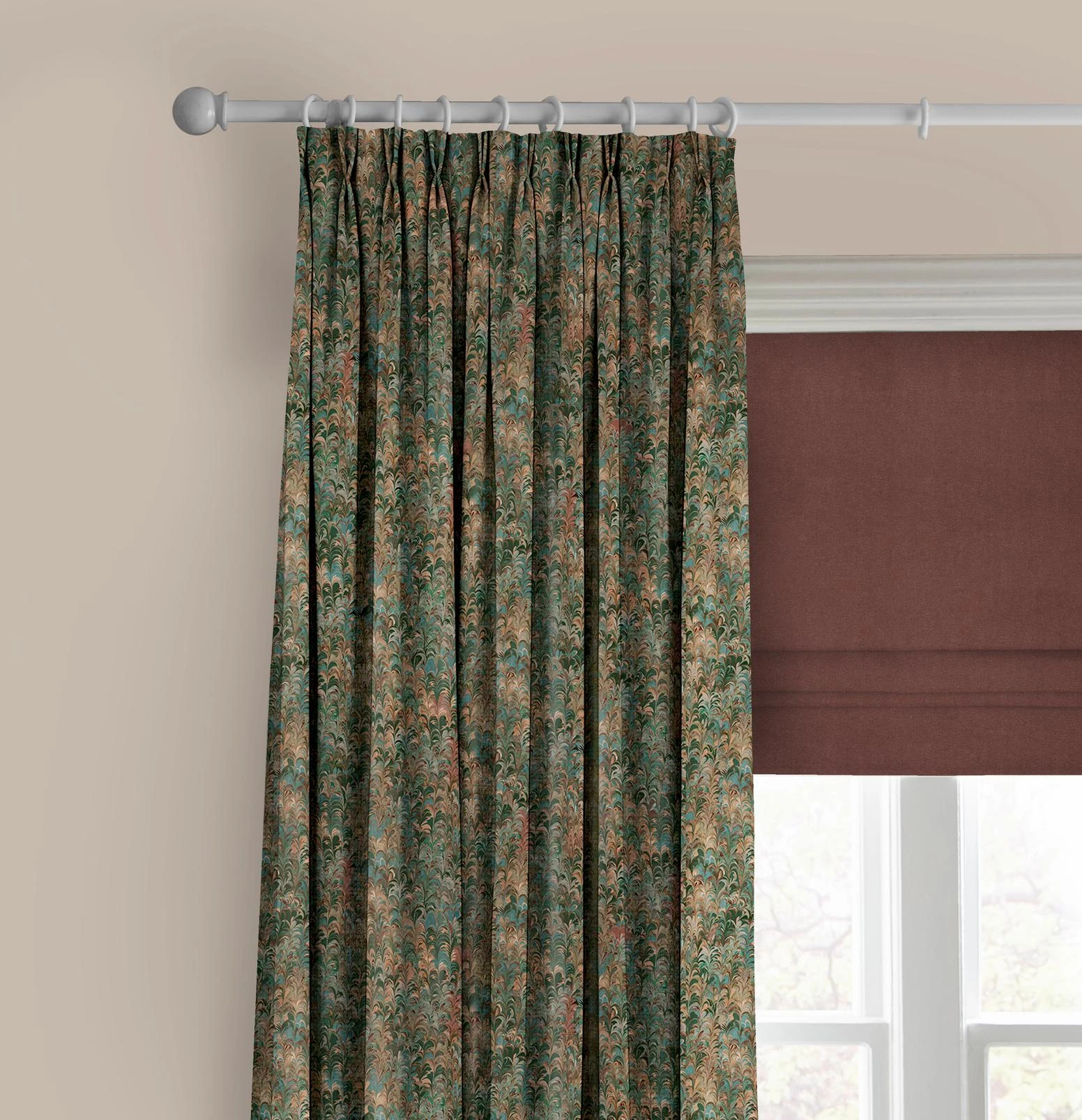 Marbré Teal Curtain - 147059cur_CAMEO_MARBRETEAL_147895rom_ARDYNMULBERRY_PEBBLE.jpg