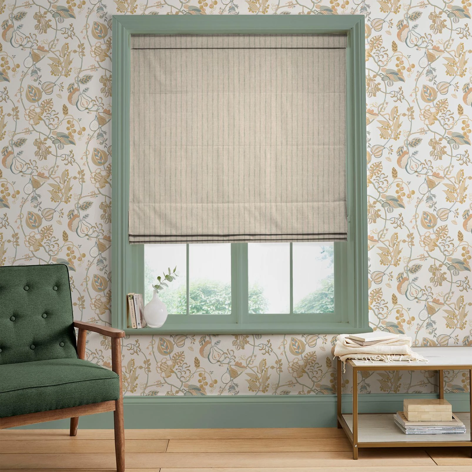 Meadow Stitch Eucalyptus Roman Blind - 147889rom_ROOMSET_Meadow_Stitch_Eucalyptus_146423_Orchard_Tapestry_Celeste_Accrington_Road.jpg