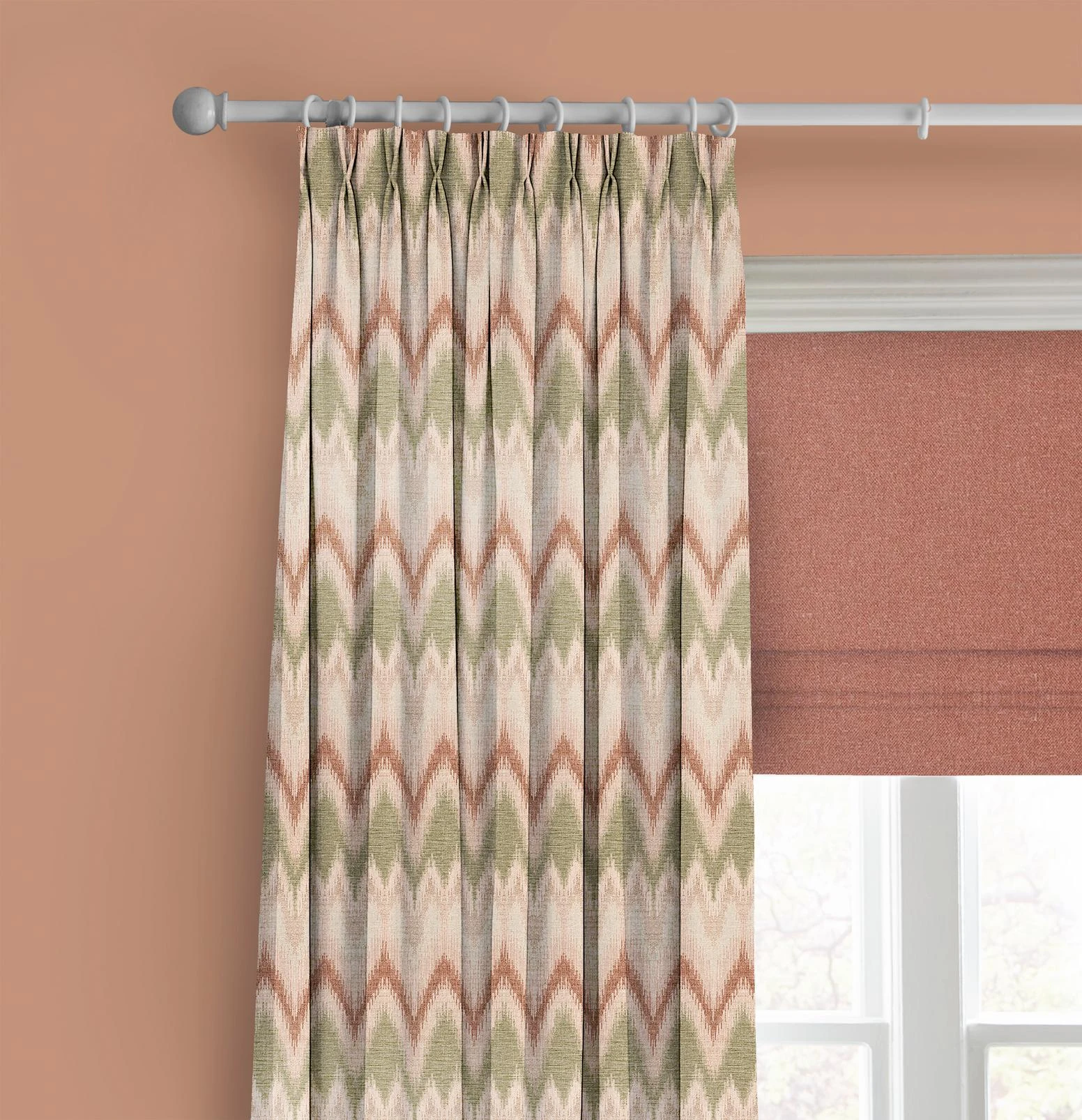 Ardyn Blush Roman Blind - 147894rom_CAMEO_Ardyn_Blush_Pebble_147041cur_Zigzagare Green.jpg