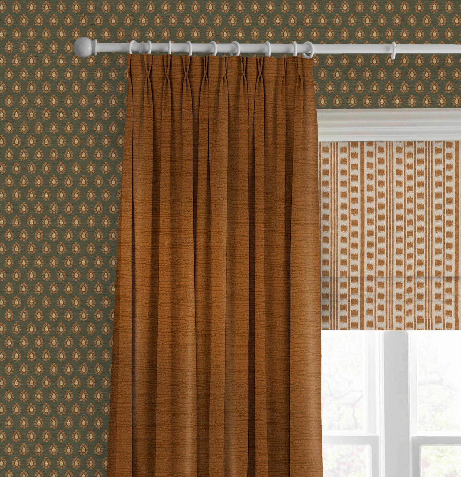 Kiln Ticking Tangerine Roman Blind - 147884rom_CAMEO_Kiln_Ticking_Tangerine_116165cur_Ethereal_Copper_146387_Dobby_Forest.jpg