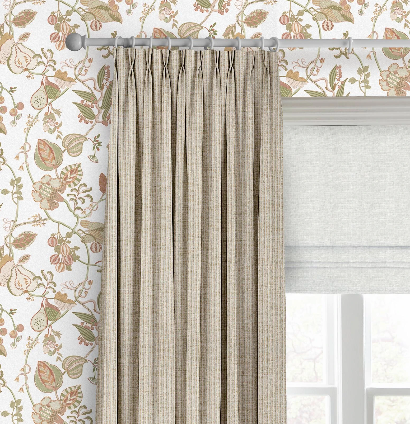 Ridge Loom Oyster Curtain - 147886cur_CAMEO_Ridge_Loom_Oyster_116220rom_Wallace_Chalk_146421_Orchard_Tapestry_Blush.jpg