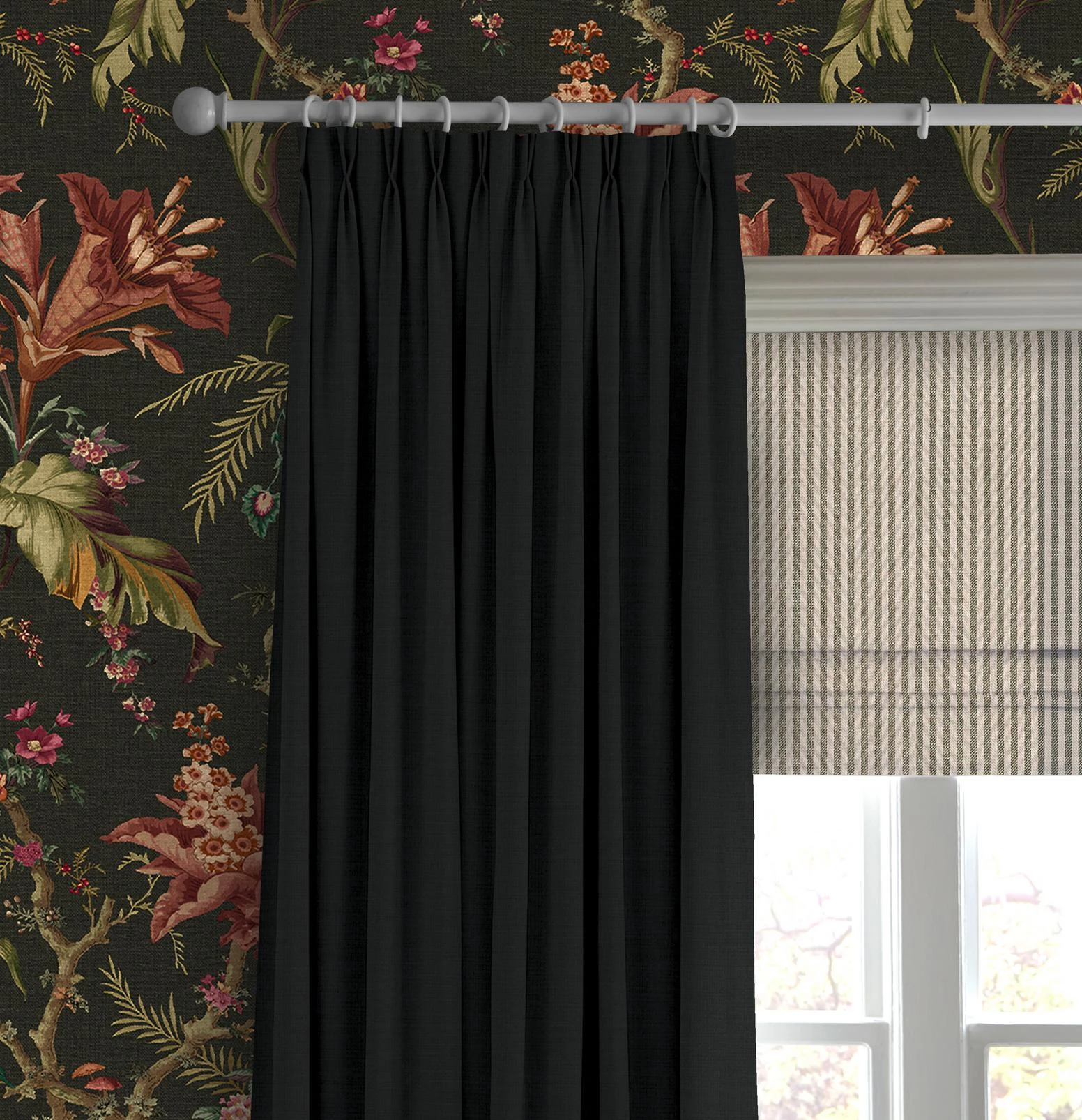 Elara Stripe Charcoal Roman Blind - 147879rom_CAMEO_Elara_Stripe_Charcoal_116221cur_Wallace_Charcoal_146393_Arbour_Press_Forest.jpg