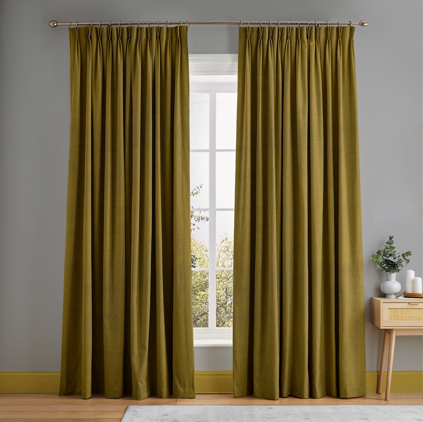 Serenity Mustard Curtains in a Roomset