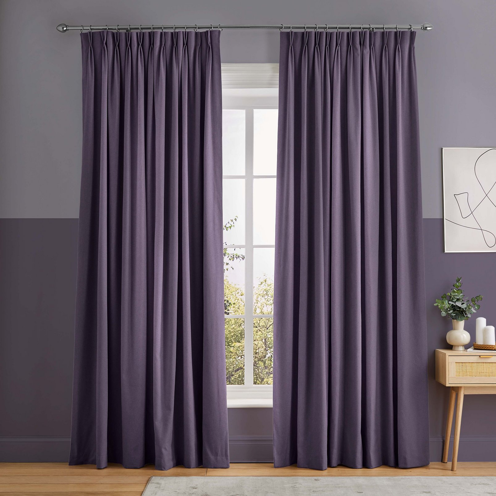 Opulence Lavender Curtains in a Roomset