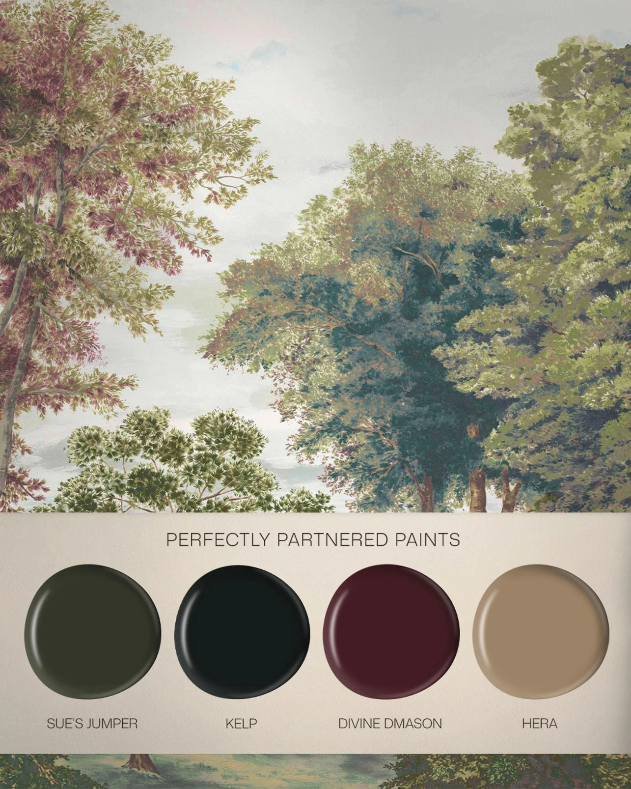 The Old Grove Dawn Bespoke Mural - 146668_FLATLAY_THE_OLD_GROVE_DAWN_SUESJUMPER_KELP_DIVINEDAMSON_HERA.jpg