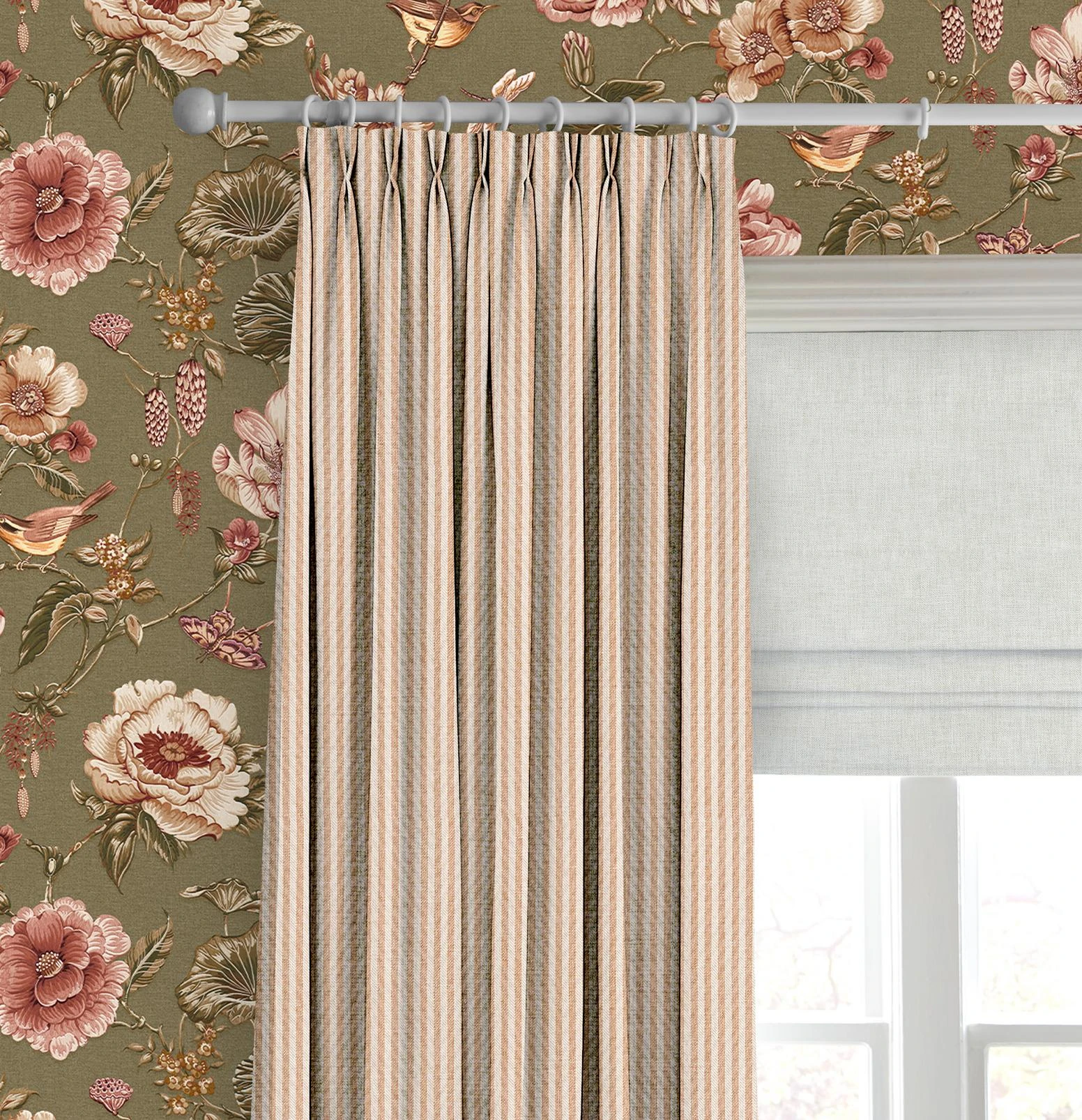 Elara Stripe Dusky Pink Curtain - 147881cur_CAMEO_Elara_Stripe_DuskyPink_116065rom_Campanile Ivory_146398_Roselle_Grove_Moss.jpg