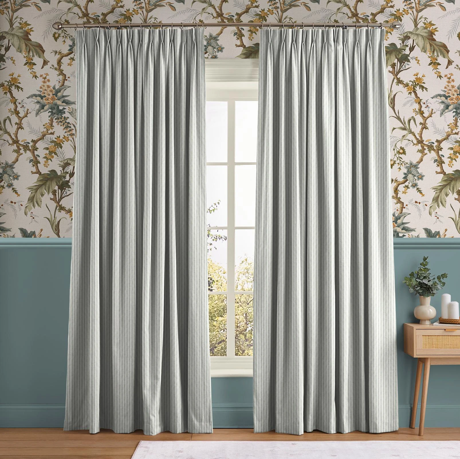 Elara Stripe Seafoam Curtain - 147882cur_ROOMSET_Elara_Stripe_Seafoam_146392_Arbour_Press_Celeste_Bordado.jpg