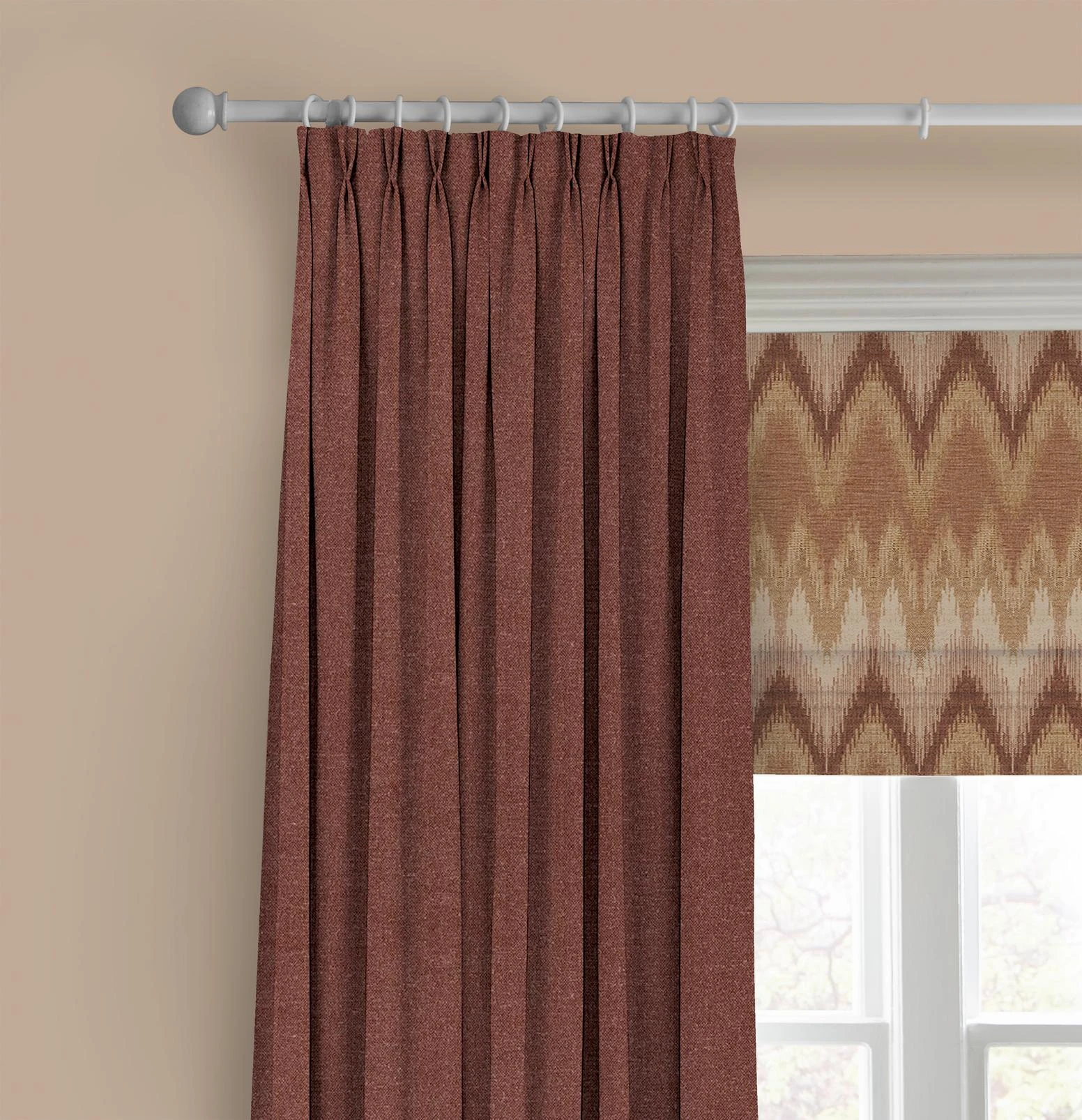 Ardyn Mulberry Curtain - 147895cur_CAMEO_Ardyn_Mulberry_Venetian_Blush_147047rom_Zigzagare_Terracotta.jpg