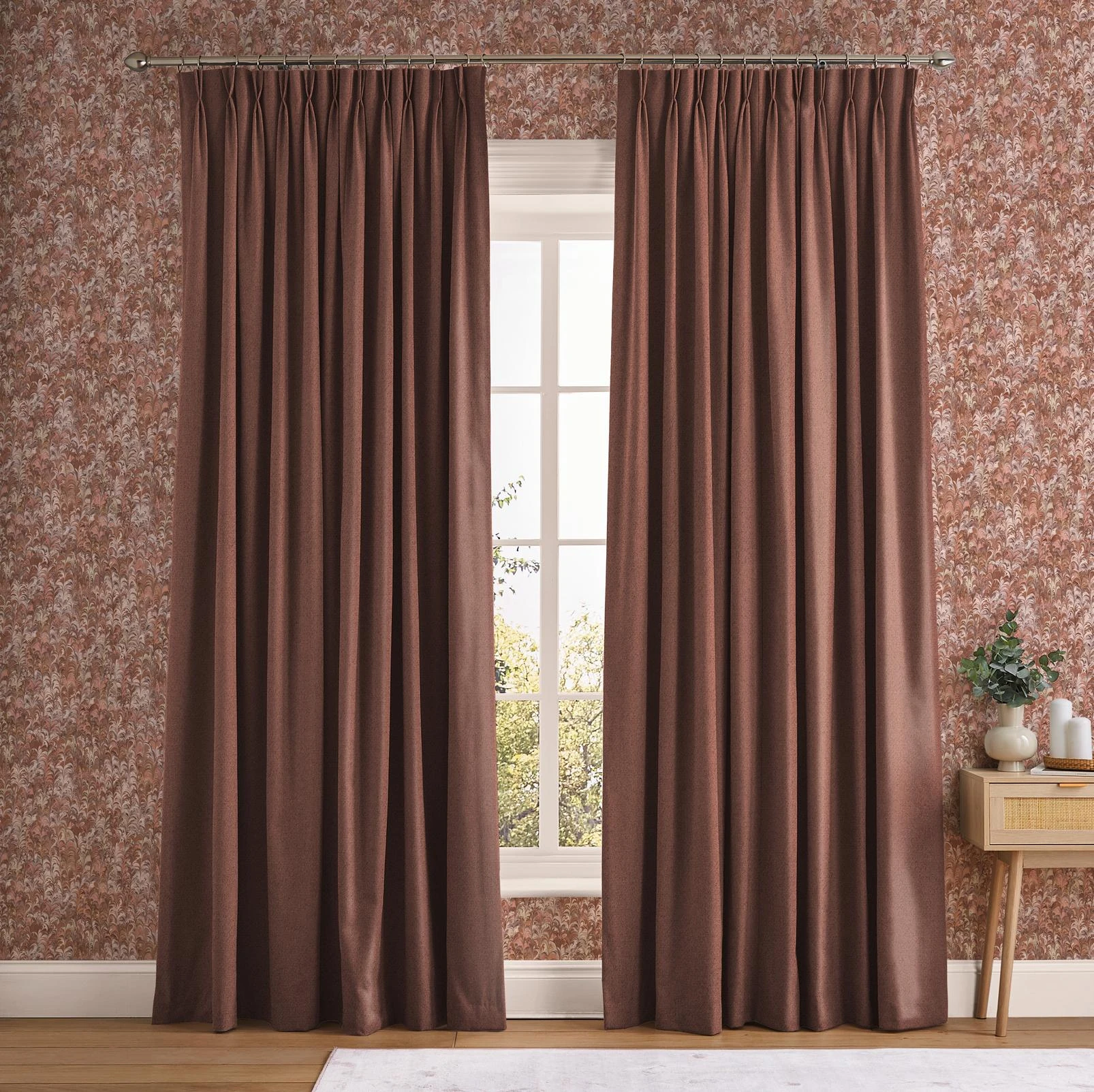 Opulence Vintage Mulberry Curtain - 147896cur_ROOMSET_Opulence_Vintage_Mulberry_Pebble_146407_Marbre_Pink.jpg