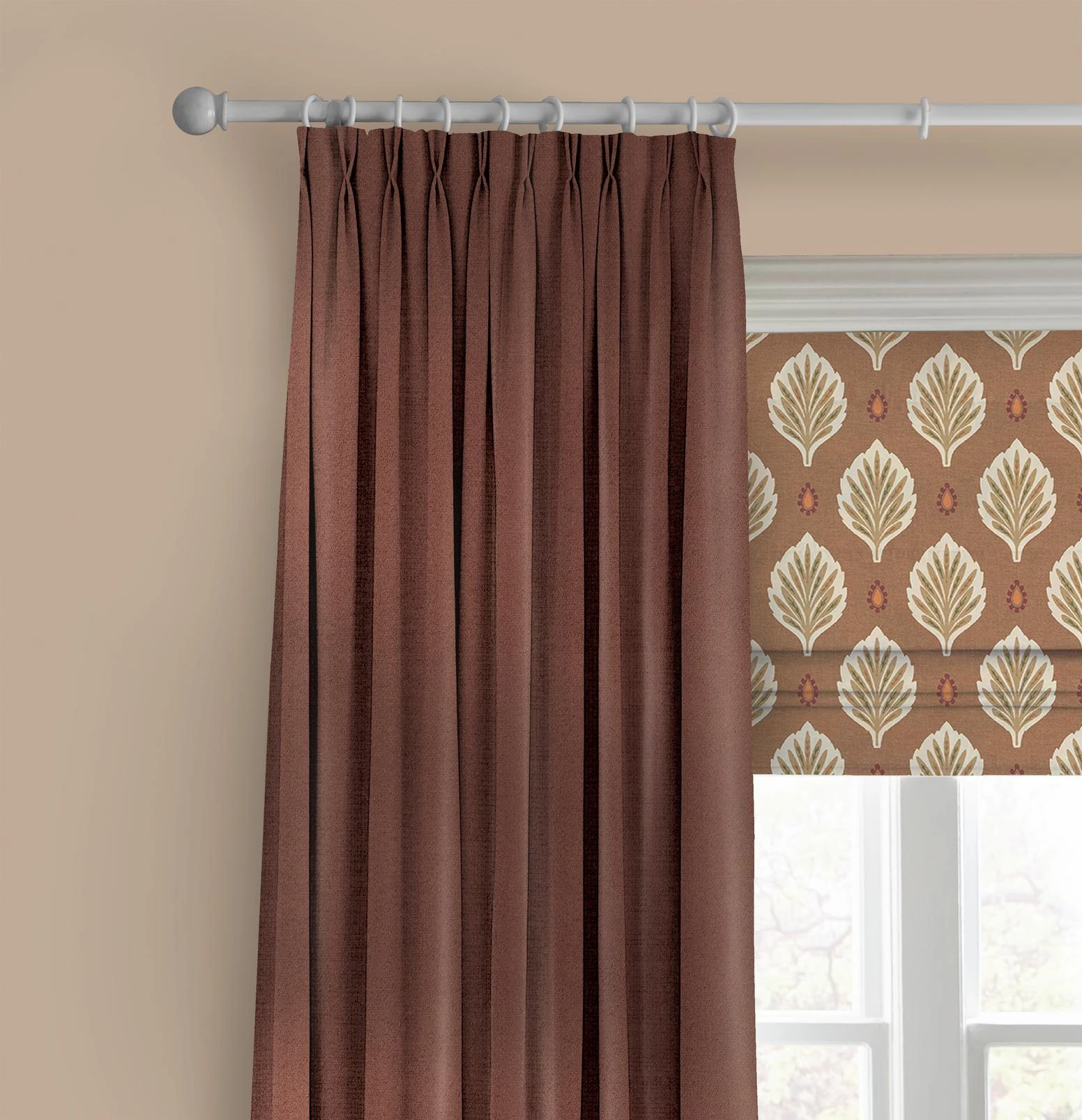 Opulence Vintage Mulberry Curtain - 147896cur_CAMEO_Opulence_Vintage_Mulberry_Venetian_Blush_147038rom_Alder Terracotta.jpg