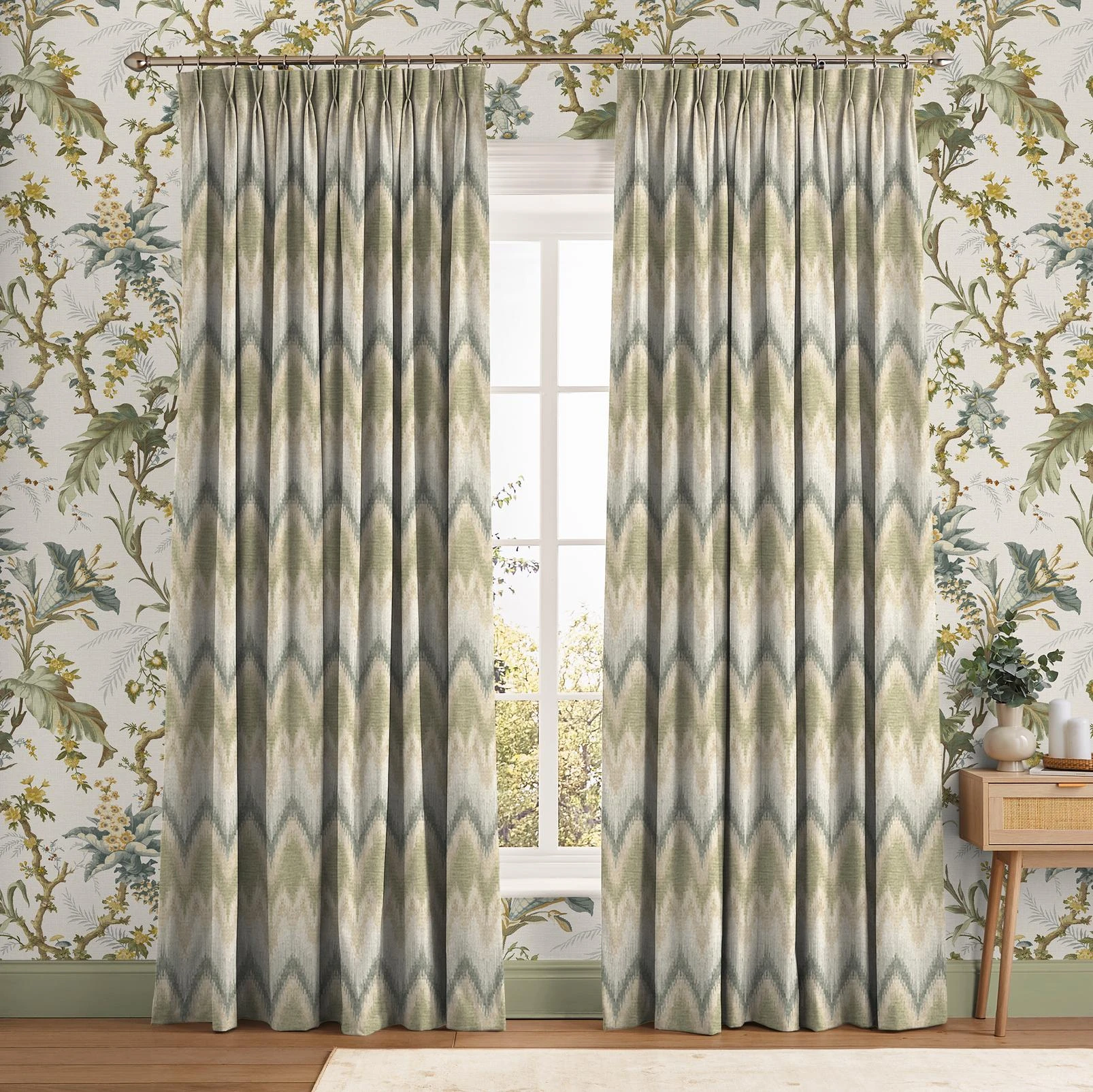 Zigzagare Blue Curtain - 147044cur_ROOMSET_ZIGZAGARE_BLUE_146392_ARBOURPRESSCELESTE_SAGE.jpg