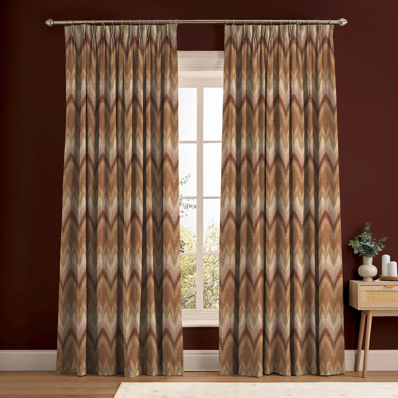 Zigzagare Terracotta Curtain - 147047cur_ROOMSET_ZIGZAGARETERRACOTTA_CHILLICOCOA.jpg