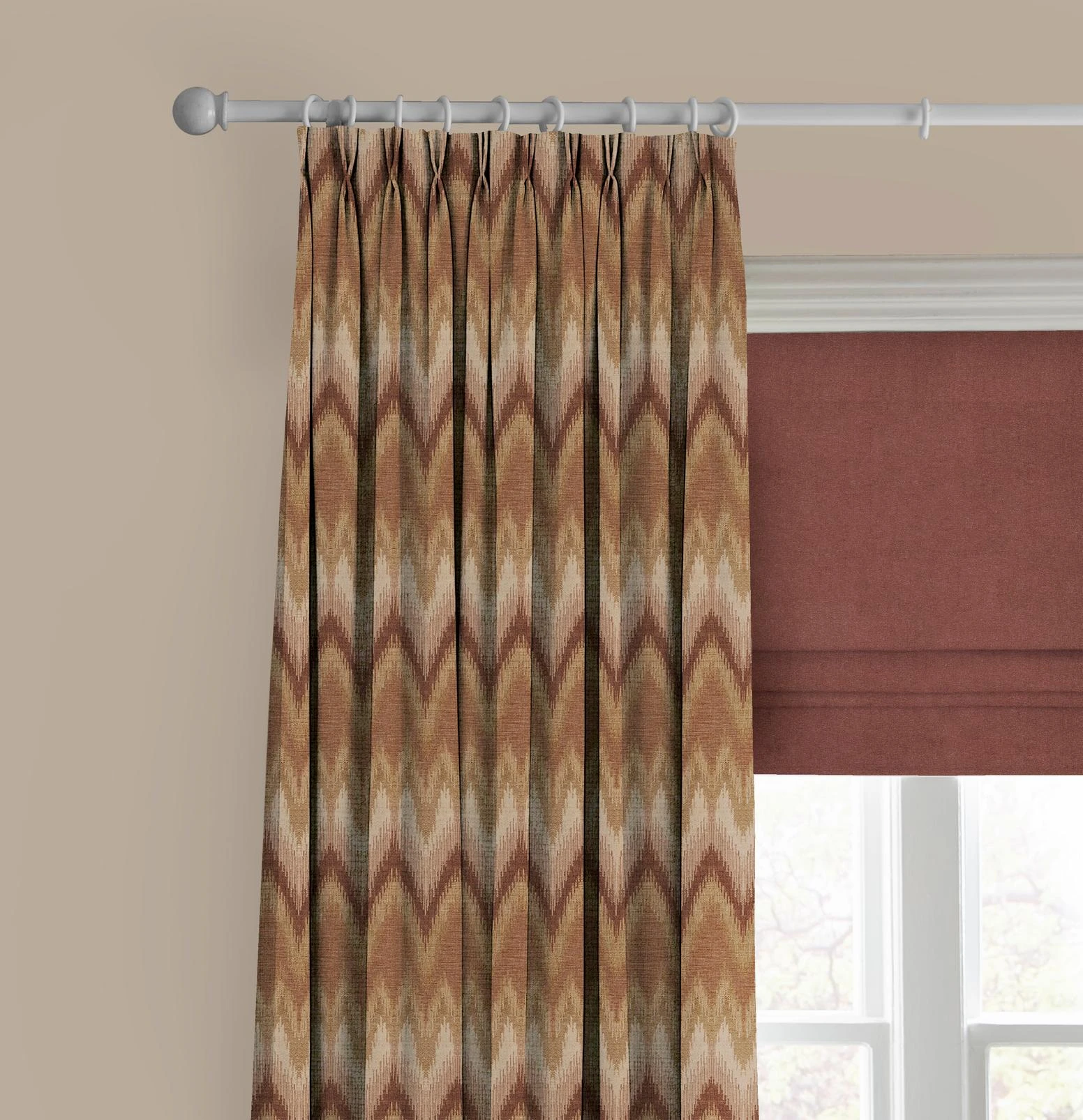 Zigzagare Terracotta Curtain - 147047cur_CAMEO_ZIGZAGARETERRACOTTA_BUTTERCREAM_147895rom_ARDYNMULBERRY.jpg