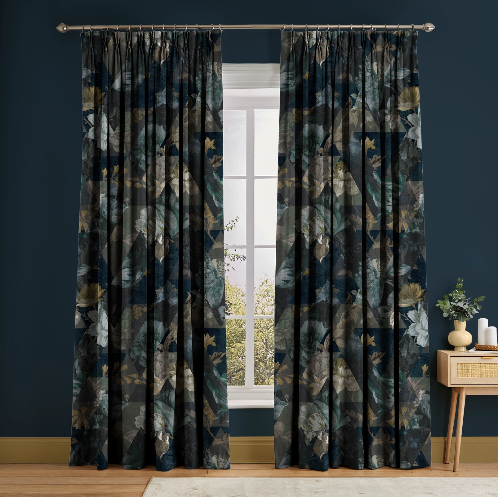 Timepiece Midnight Curtains in a Roomset