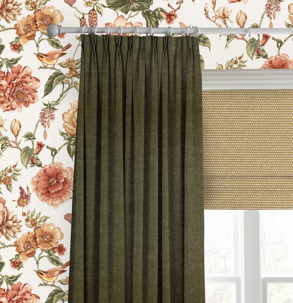 Ember Weave Olive Roman Blind - 147890rom_CAMEO_Ember_Weave_Olive_140134__Whitaker_Olive_146400_Roselle_Grove_Blush.jpg