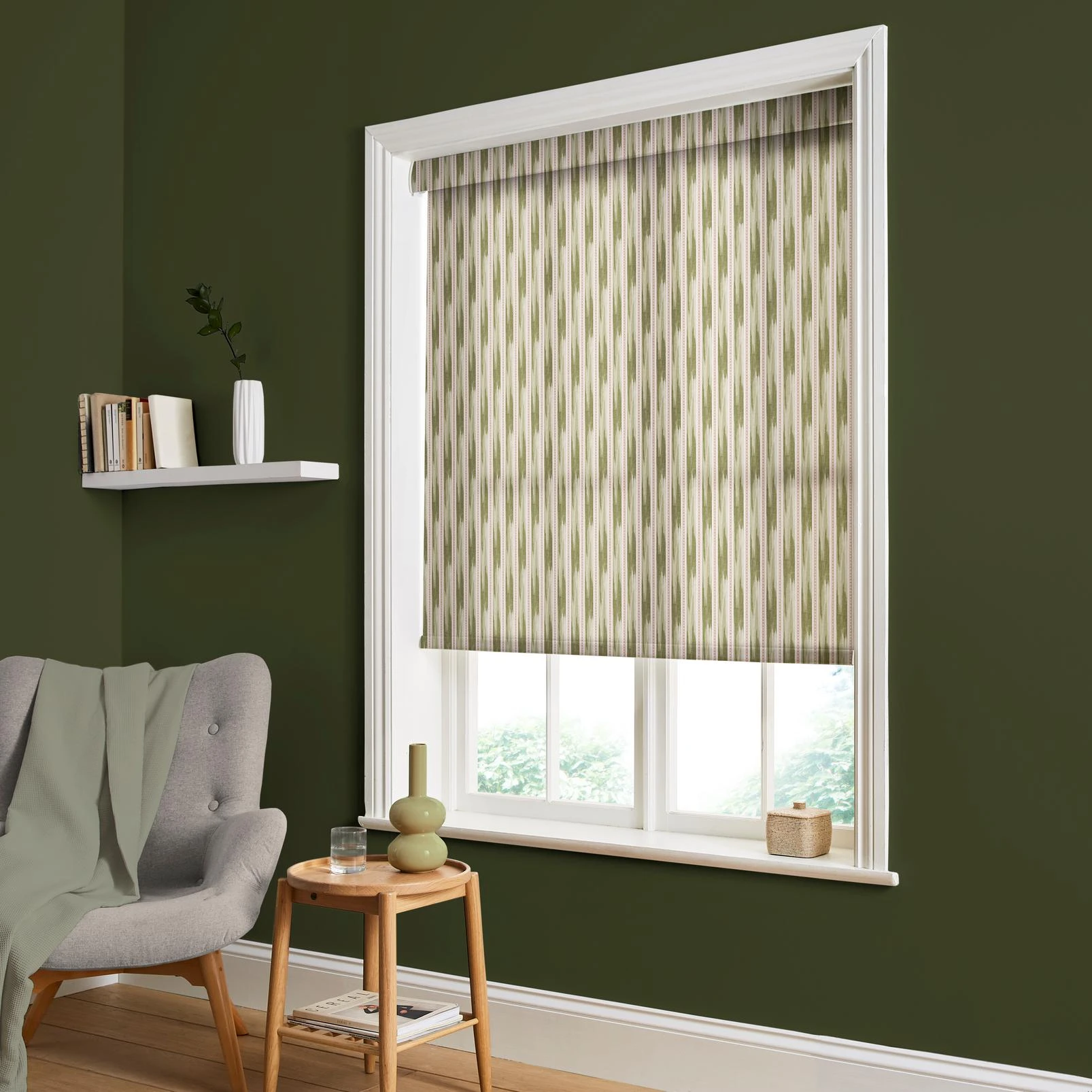 Forge Stripe Green Roller Blind - 147054rol_ROOMSET.jpg