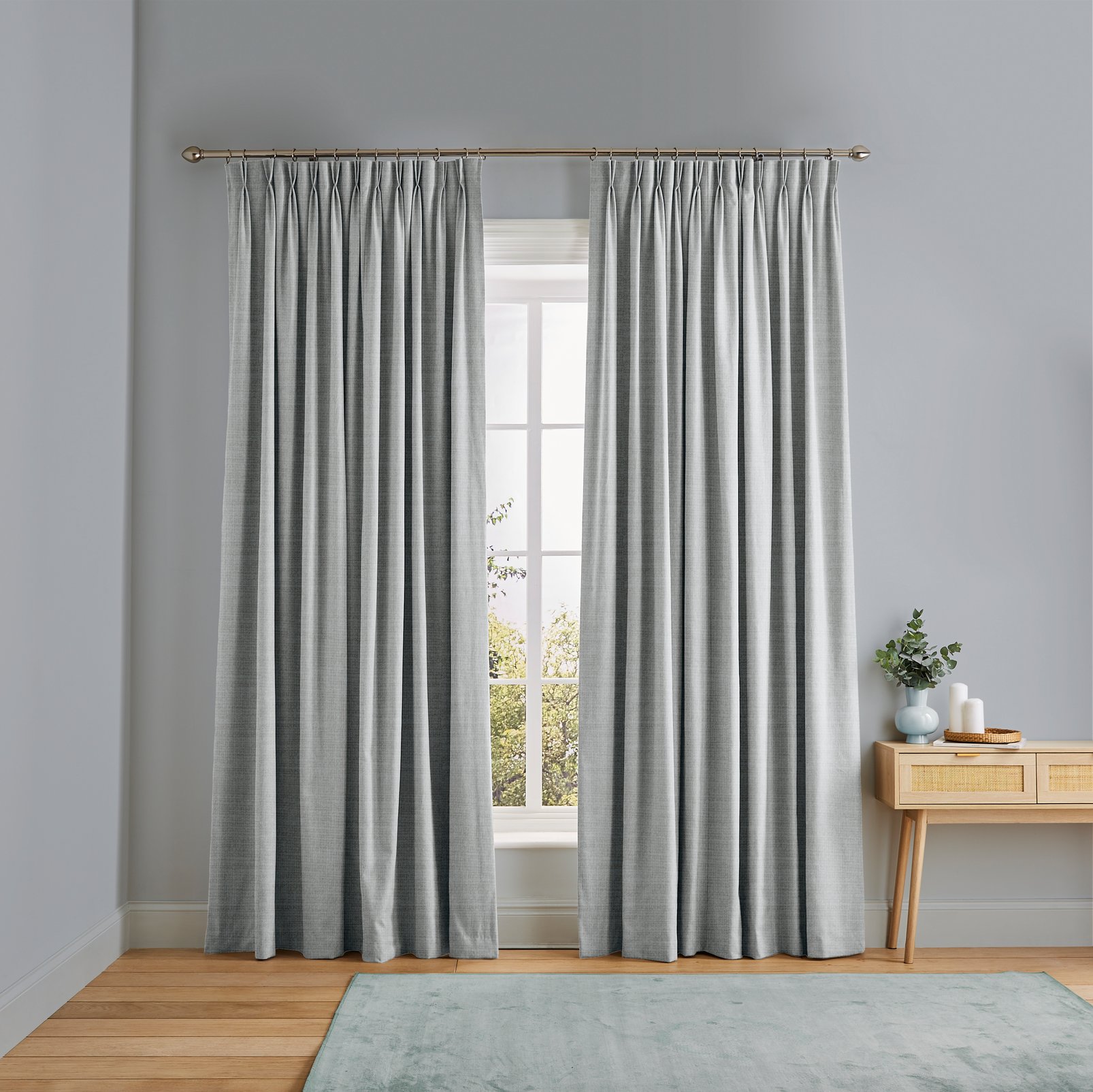 Wallace Mist Curtains in a Roomset