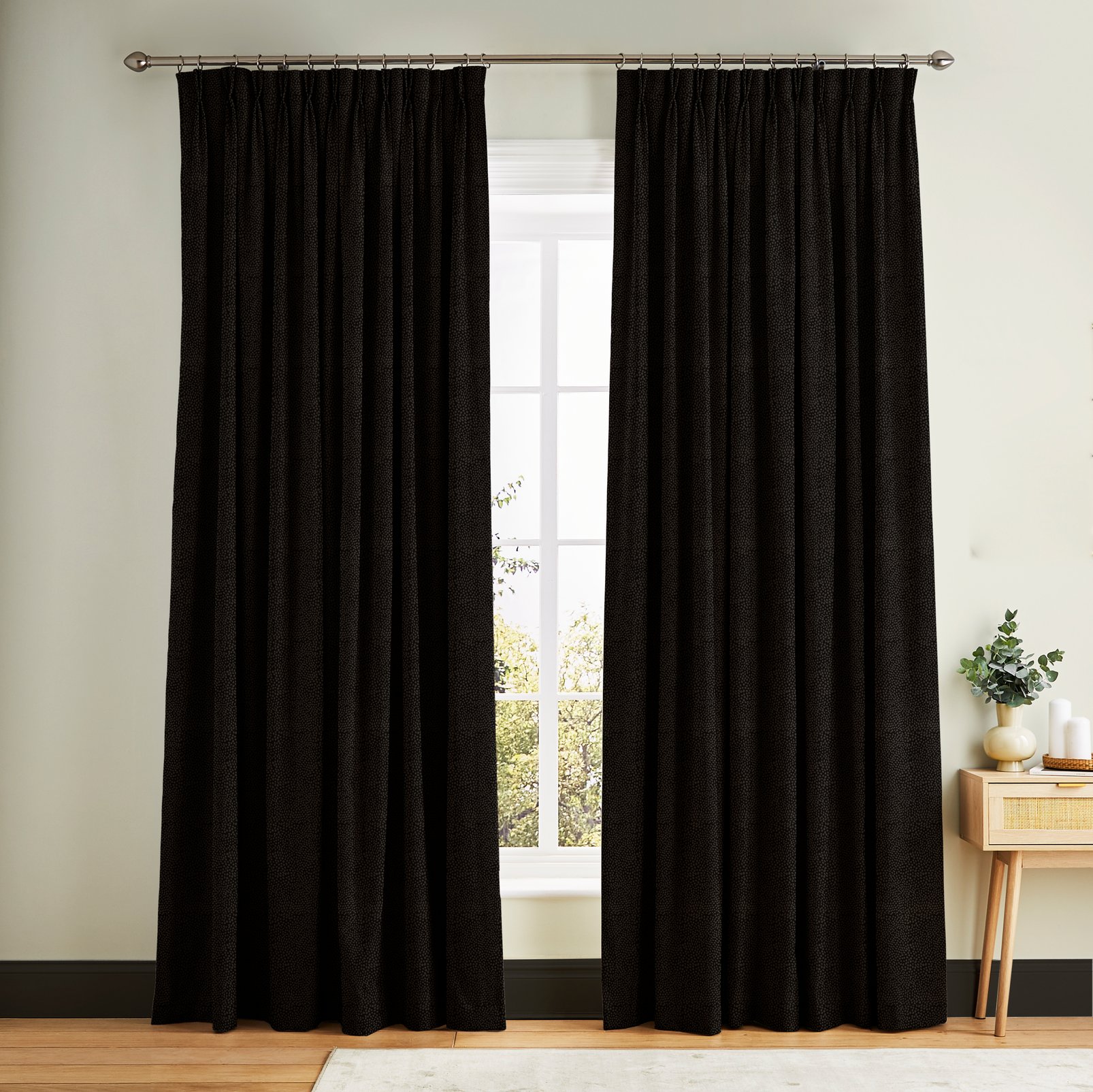 Dapple Deep Brown Curtains in a Roomset