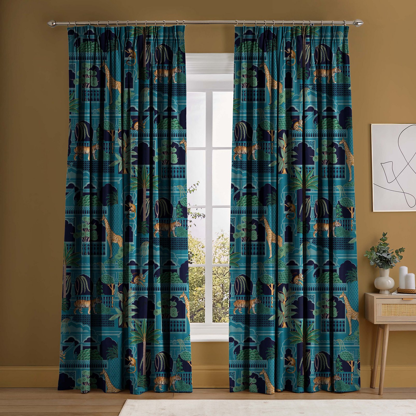 Animahal Navy Curtains in a Roomset