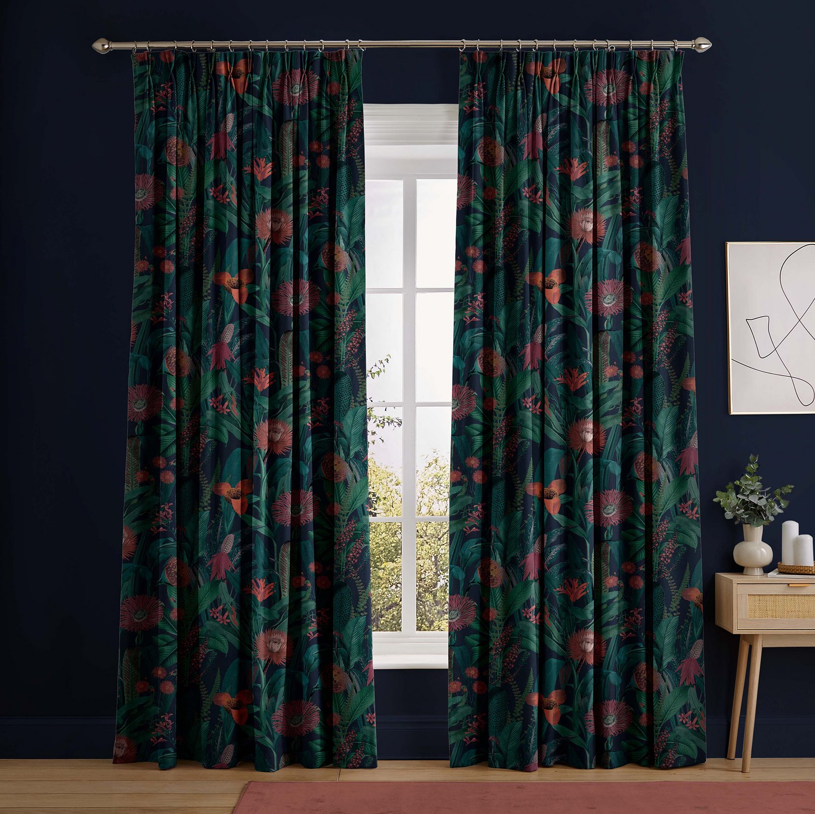 Tigerlily Midnight Curtains in a Roomset