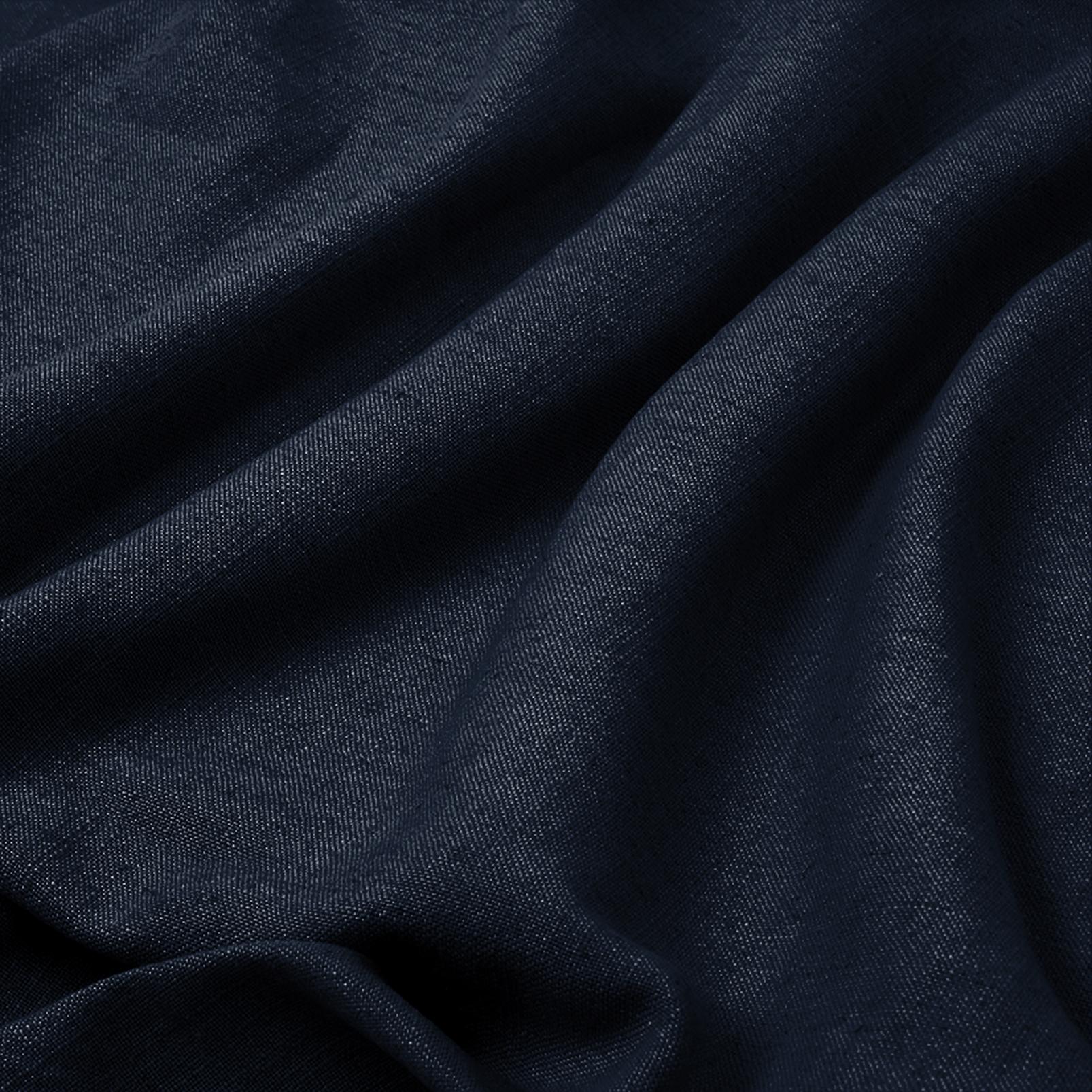 Linum Navy Curtains fabric close up image