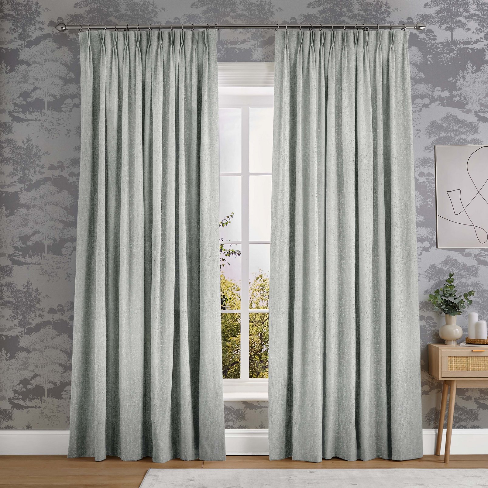 Glimmer Pearl Curtains in a Roomset