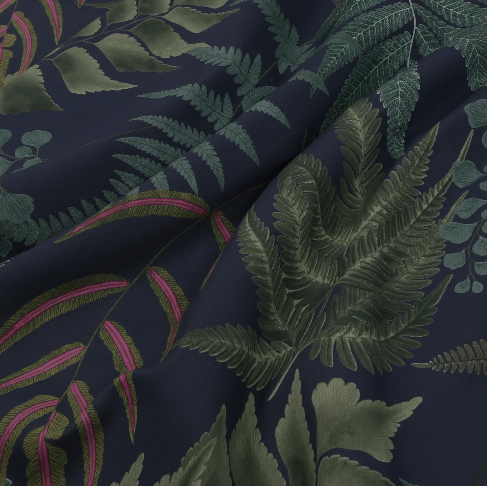 Midsummer Fern Navy Curtains fabric close up image