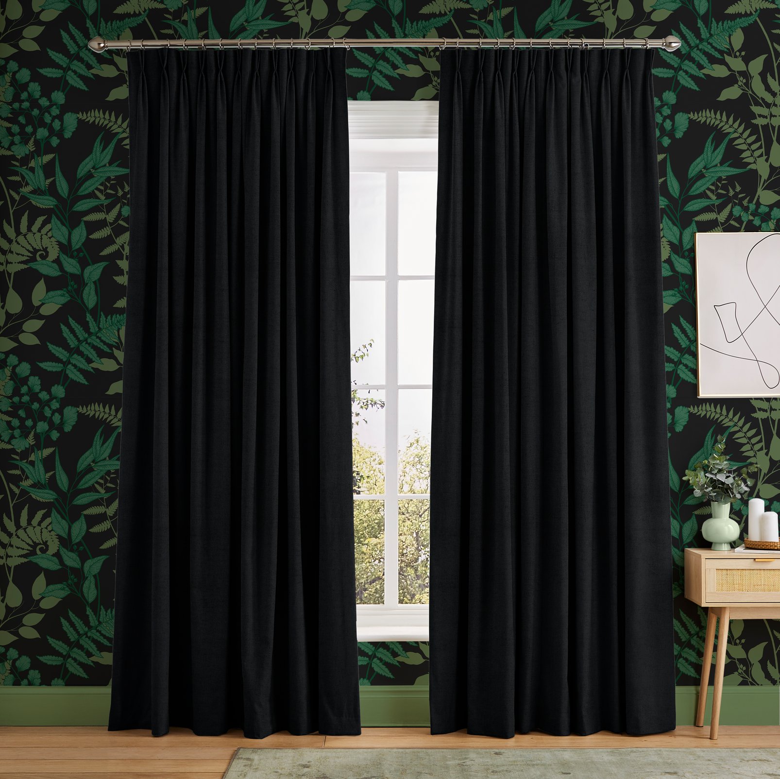 Serenity Charcoal Curtains in a Roomset